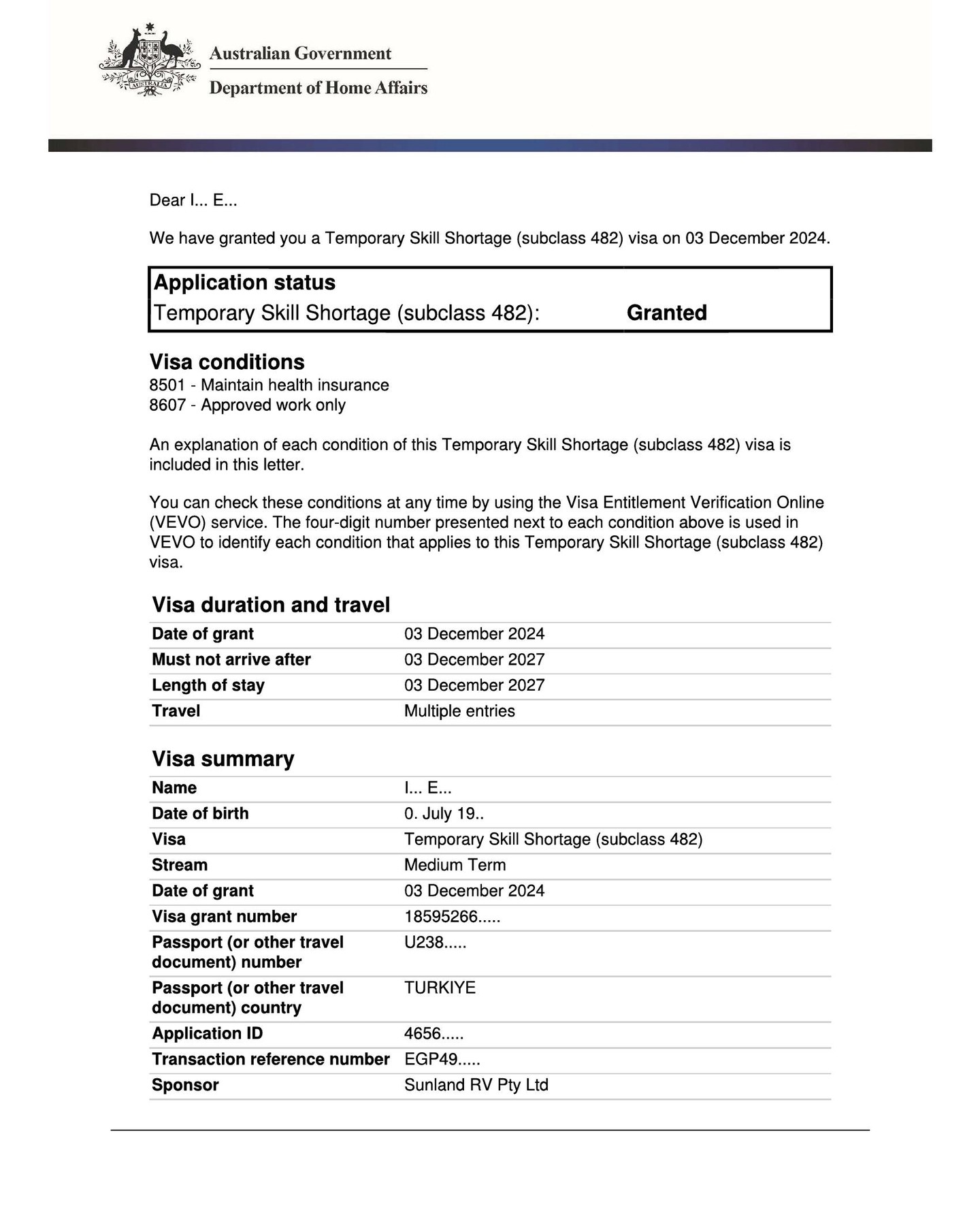 🫡 Subclass 482 Visa Granted!
Looking to work in Australia? If your occupation is on the Subclass 482 Core Occupation List (Doc ID: F2024L01675), you may be eligible!
𝗪𝗵𝗮𝘁 𝘆𝗼𝘂 𝗻𝗲𝗲𝗱
✔️ 1 year of work experience in your nominated occupation
✔️ IELTS 5 level English
✔️ A sponsoring employer
❌ No skill assessment required for most occupations!
This Temporary Skill Shortage (TSS) visa lets you work in Australia for up to 4 years and can lead to permanent residency. It’s fast to process and in high demand.
If your employer is ready to sponsor, get in touch today – competitive fees, trusted advice, and exceptional service.
📧 info@visa-australia.com.au
📱 WhatsApp: 0416 049 021
🌐 www.visa-australia.com.au
👤 Ilgin Azazi, MARN 2318123
#Subclass482 #WorkInAustralia #VisaAustralia #EmployerSponsoredVisa #TSSVisa #MigrationAgent #AustralianVisa #482Visa