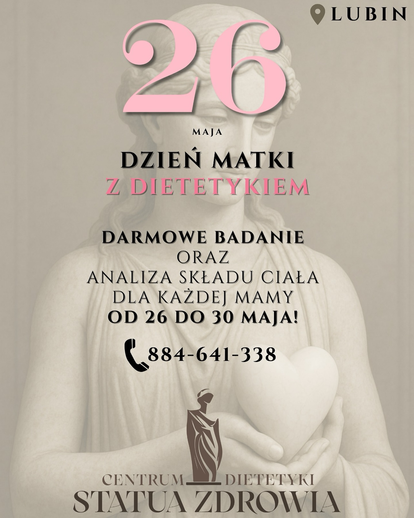 Kochane Mamy, to Wasz czas! ❤️
Z okazji Dnia Mamy zapraszamy Was na darmową analizę składu ciała – chwilę tylko dla siebie, pełną troski i uwagi.
Akcja trwa od 26 do 30 maja, a zapisy ruszają już dziś!
Podaruj sobie moment zadbania o zdrowie i dobre samopoczucie – zasługujesz na to każdego dnia.
Czekamy na Was! ❤️
Liczba miejsc ograniczona – zachęcamy do zapisów
📞 884-641-338 lub przez wiadomość prywatną 💌
#DzieńMamy #DlaMamy #CzasDlaSiebie #ZdrowaMama #BezpłatnaAnaliza #dzieńmatkiLubin #statuazdrowialubin #statuazdrowia #akcjazdrowie #zdrowiemamy #DzieńMatki #Lubin #dietetyklubin