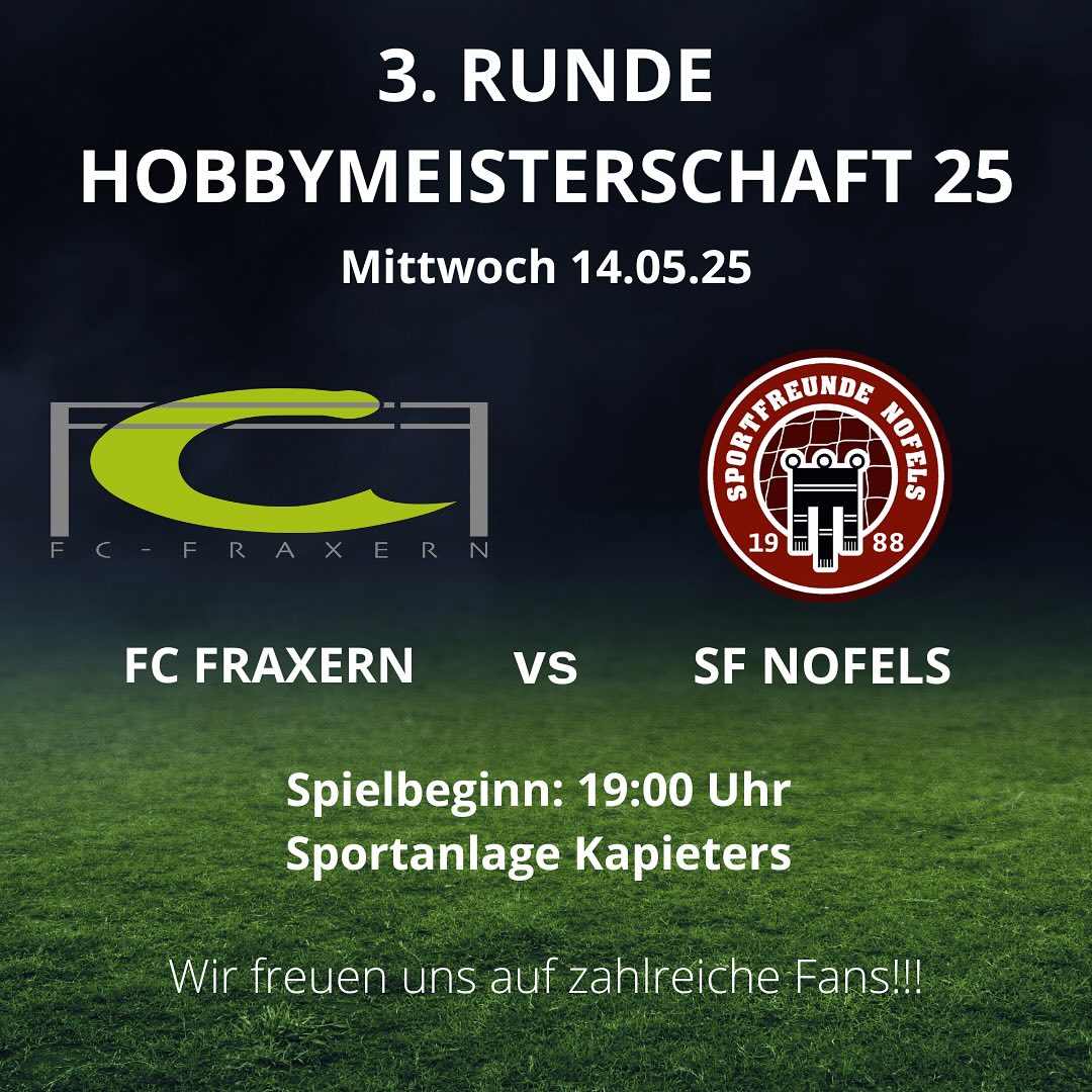Heimspiel!!! ⚽️⚽️
Diese Woche spielen wir endlich wieder auf unserer traumhaften Sportanlage Kapieters!! Wir treffen am Mittwoch um 19:00 Uhr auf die Sportfreunde Nofels.
#fcfraxern #fussballspielenwoandereurlaubmachen #hobbyligavorderland #fussball #matchday