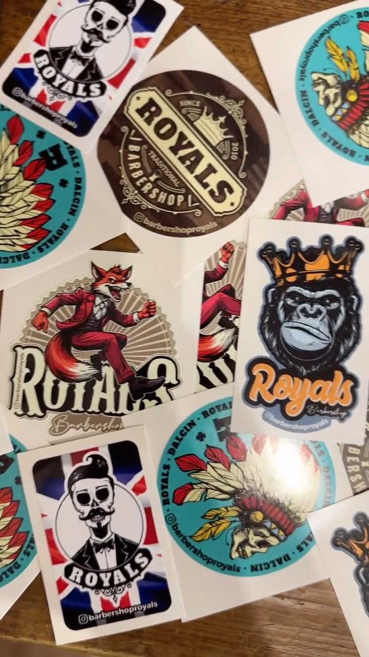 Our new sticker collection has officially dropped! Don’t forget to grab one on your way out 🦍🦊💈💀 – be sure to send us a picture!
#royalsbarbershop #royalsmerch #barbershoproyals