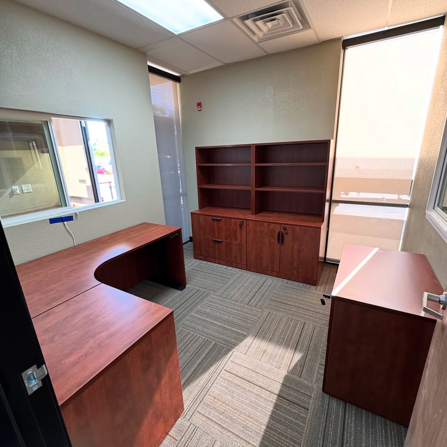 We furnished this office for BSK Associates with classic cherry pieces that bring warmth, structure, and sophistication to the workspace. A nod to tradition—with all the function today’s offices need.