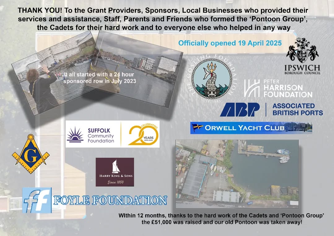 Last year we sent out information in support of the Ipswich Sea Cadets and their goal to renew their pontoons. These young people are the next generation of boat builders, yard workers, marine engineers, yard/marina managers, customers etc etc etc. We need to support them as much as they need our support. Thank you to everyone who made a donation, however small. It worked!