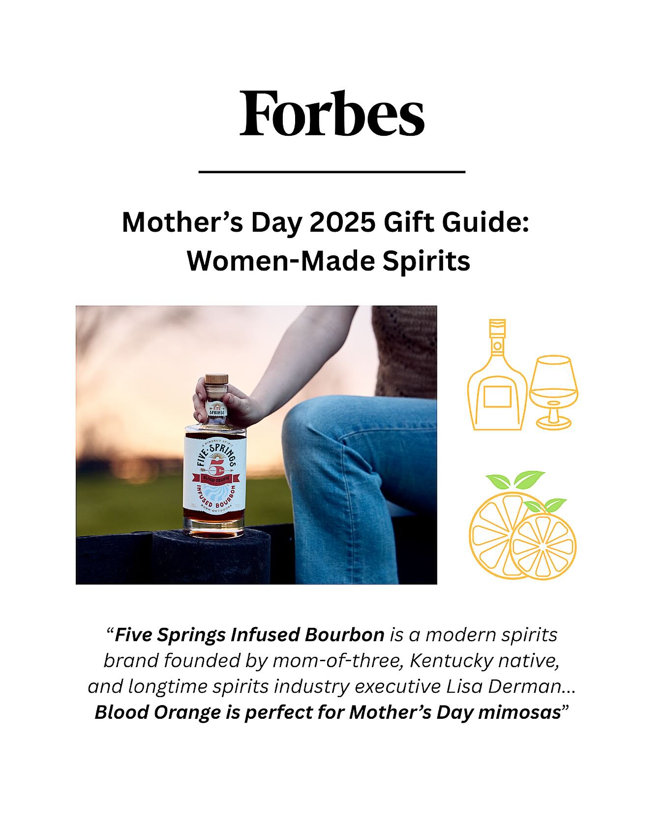 To all the moms, in every form: We hope you had an incredible Mother’s Day celebration this weekend. 🌸💗☺️
And what better way to celebrate than laughing, reminiscing, and relaxing with a @fivespringsbourbon blood orange mimosa in hand. Sounds like the perfect Sunday to us!!
Thank you so much for including us, @byjeanettehurt @forbes !