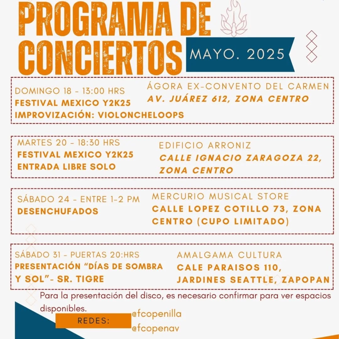 Varios conciertos este mayo. Vamos dándole con @mx.y2k.loopfest @baiodiao @cherrycat.house @ferx085 @shagomaiz
#mayo #guadalajara #loop #jazz #bajoelectrico #amalgama