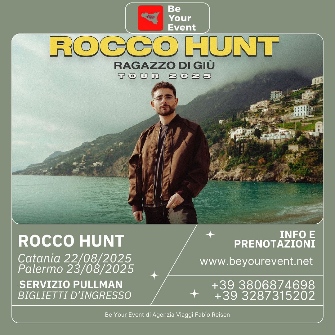 Disponibili biglietti e servizi pullman per i concerti di Rocco Hunt! 🚌🎫❤️
