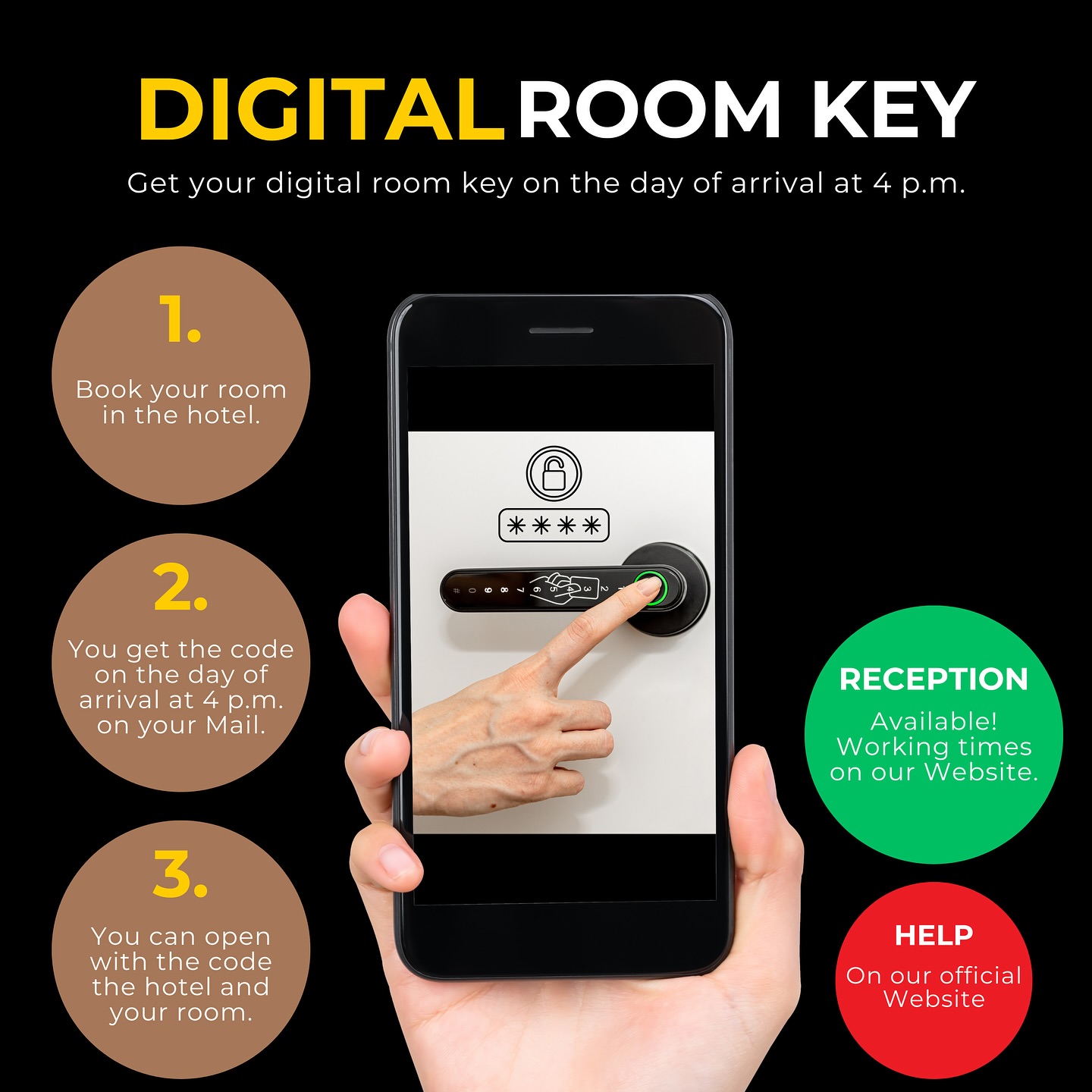 Unsere Hotelzimmer sind 24 Stunden buchbar. Buchen Sie jetzt Ihr Zimmer und erhalten Sie den digitalen Zimmerschlüssel auf Ihr Smartphone 🔑📱