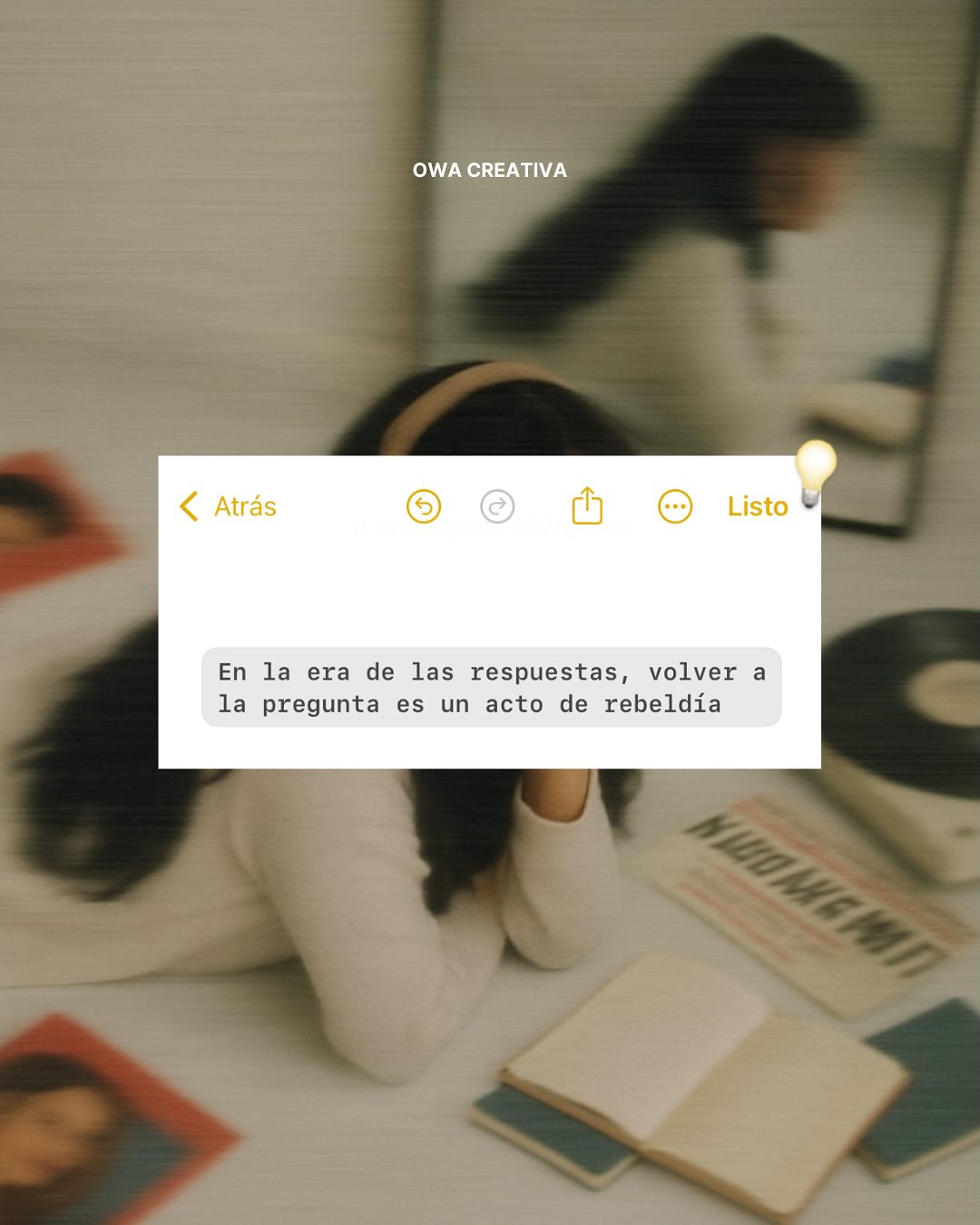 Si dejamos de preguntarnos, ¿cómo vamos a seguir creando desde lo que somos?
Habita el silencio, la duda y tu capacidad de imaginar sin prisa.