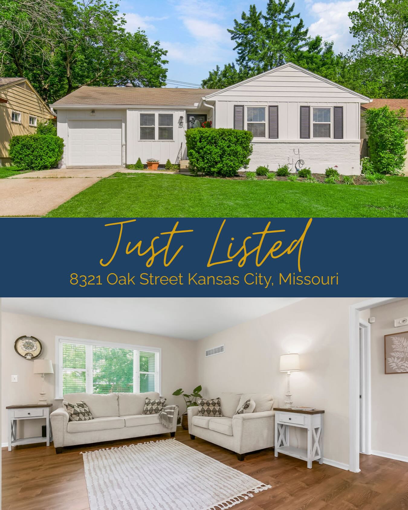 Just Listed🏡
📍9321 Oak Street Kansas City, MO
🛏️ 3
🛁 1.5
📐1,009
Impeccably maintained 3-bedroom, 1.5-bath ranch with brand new exterior paint and luxury vinyl plank flooring throughout most of the main level. Offers three spacious bedrooms, including a primary bedroom with a private half bath. The updated full bathroom features a ceramic tile shower for a fresh, modern touch. The charming kitchen includes painted cabinets, ceramic tile floors, and a cozy breakfast nook. A bright formal dining room sits just off the kitchen, opening into a large living room with plenty of space to relax or entertain. Enjoy the fully fenced backyard—perfect for outdoor living. Ideally located across from South Oak Park with easy access to the Trolley Trail. This move-in ready home blends charm, functionality, and a prime location!
Dm us for more info!!