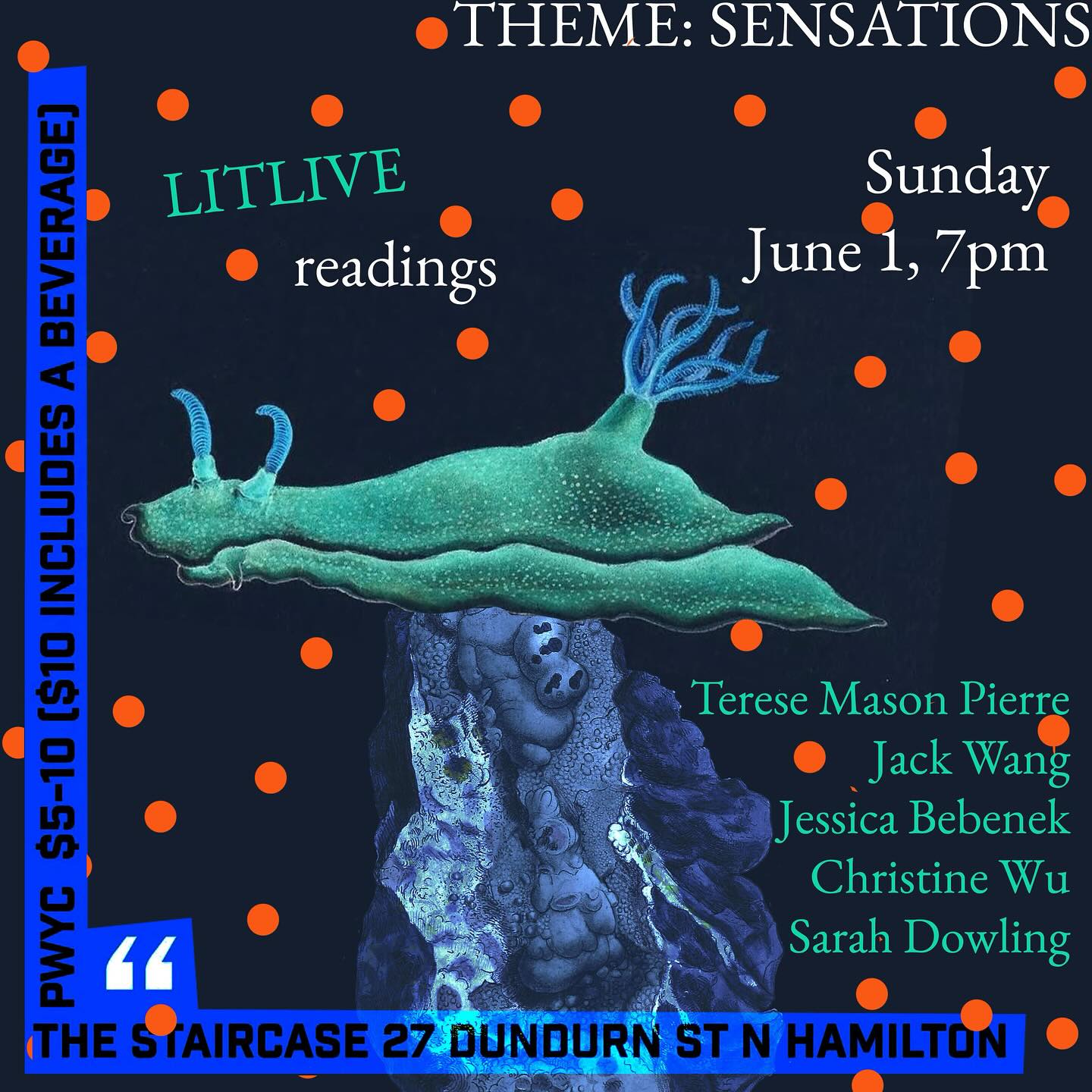 JOIN US FOR THE JUNE LIT LIVE - LAST ONE OF THE SEASON!! No better way to kick off a SUMMER OF SENSATION than with fabulous readers @teresempierre @jackwangauthor @sarahmmmdowling @notyrmuse & @homemadepoem 🎤📖🎤
JUNE 1, 7pm, @thestaircase #pwyc #hamont #literaryevent #authorsofinstagram #writingcommunity #poetry #fiction #nonfiction #canlit #readingseries