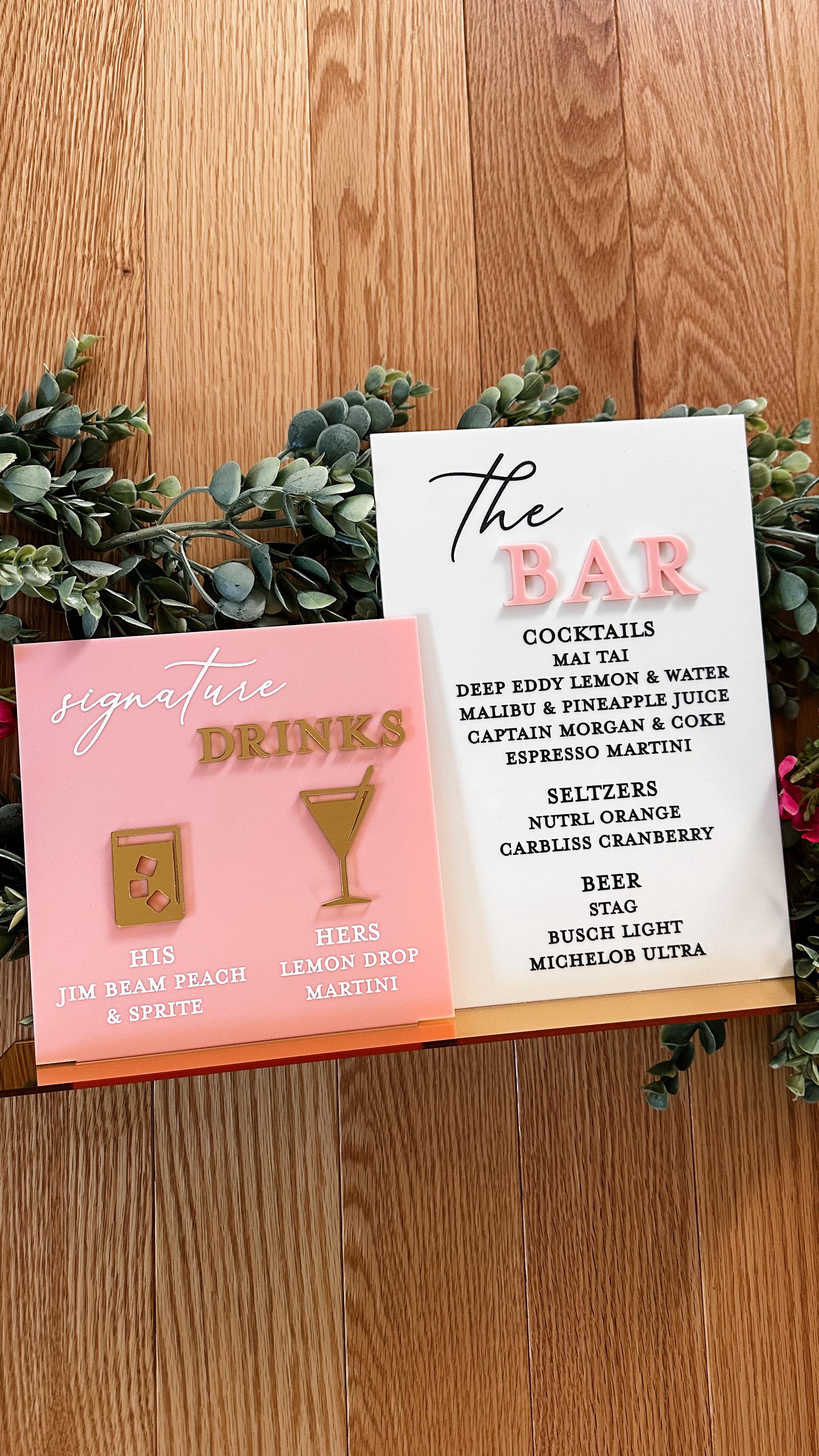 Love when I get requests for different colors.💗This double panel bar sun is so pretty in pink and I’m loving how it turned out!
✨DETAILS: gold mirror, matte white, and matte cherry blossom pink acrylic from @cmbacrylic. Engraved and cut on my @thunderlaserusa
#acrylic #laserengraved #laserengraving #lasercut #thundernova #wedding #weddingsigns #weddingdecor #weddinginspiration #barmenu #eventdecor #designhousebybrittany