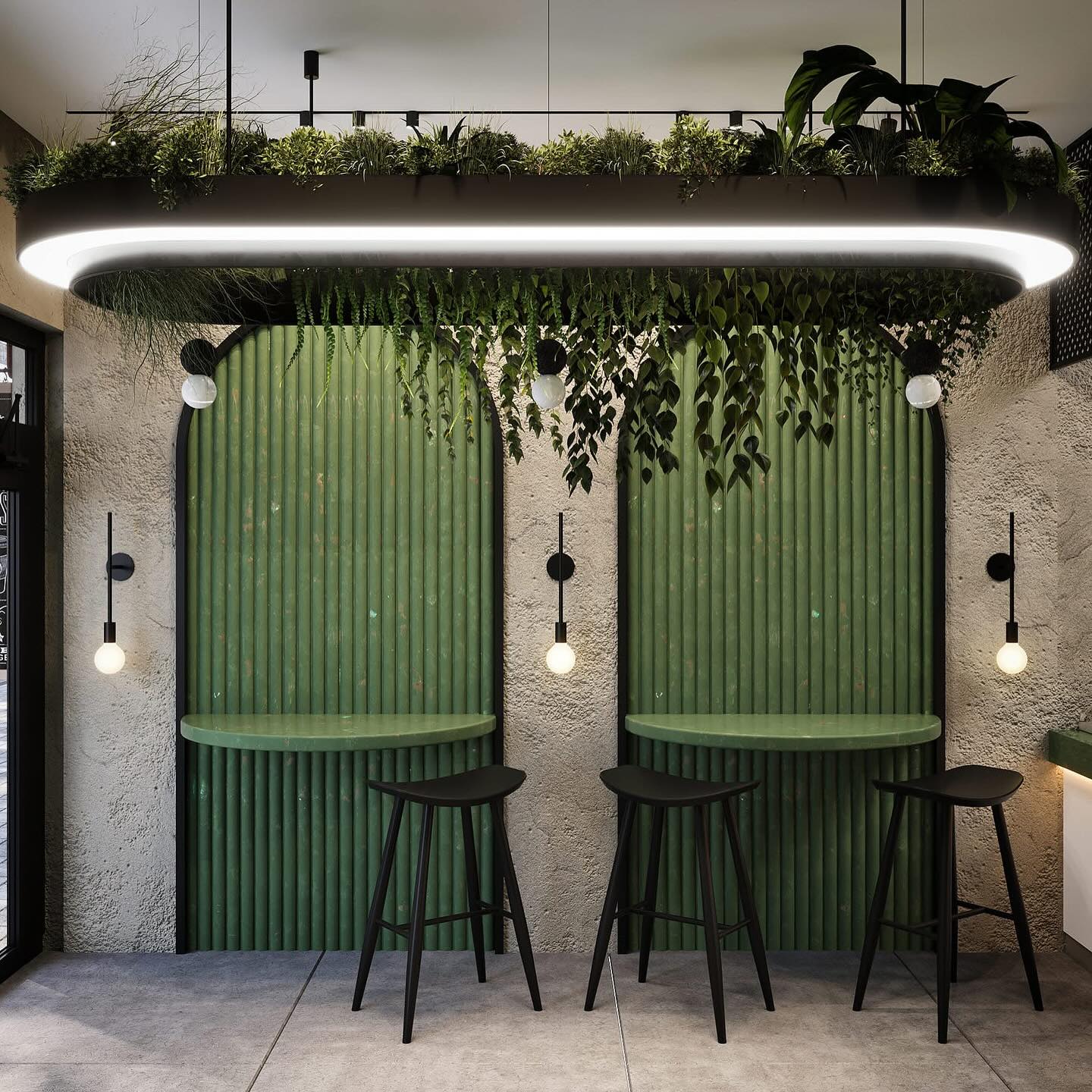 Kebab Restaurant in center of Milan Italy.
Green Style mixed with industrial 70’s old fashioned.
#interiordesign #deco #architecture