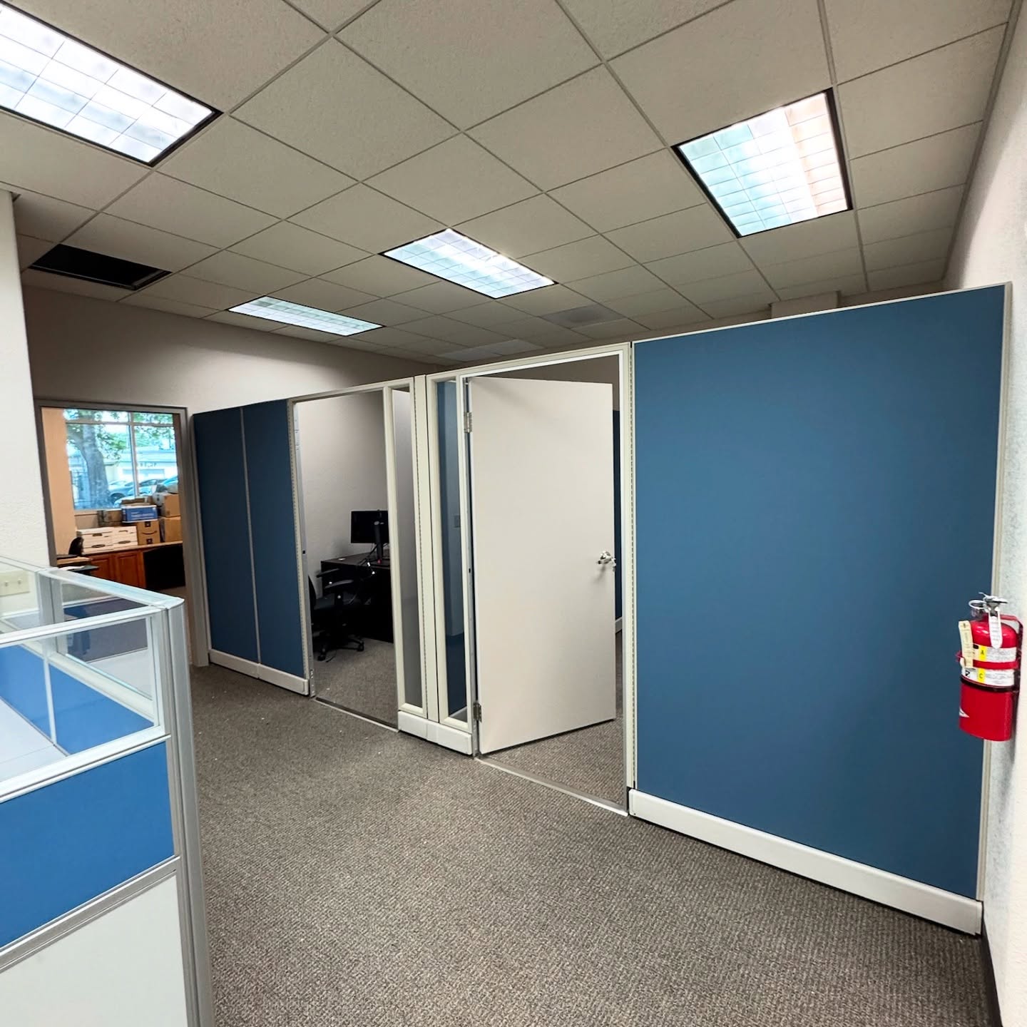 Did you know we can use cubicle wall panels to create private offices? A great way to maximuze privacy and function without the need for permanent construction.