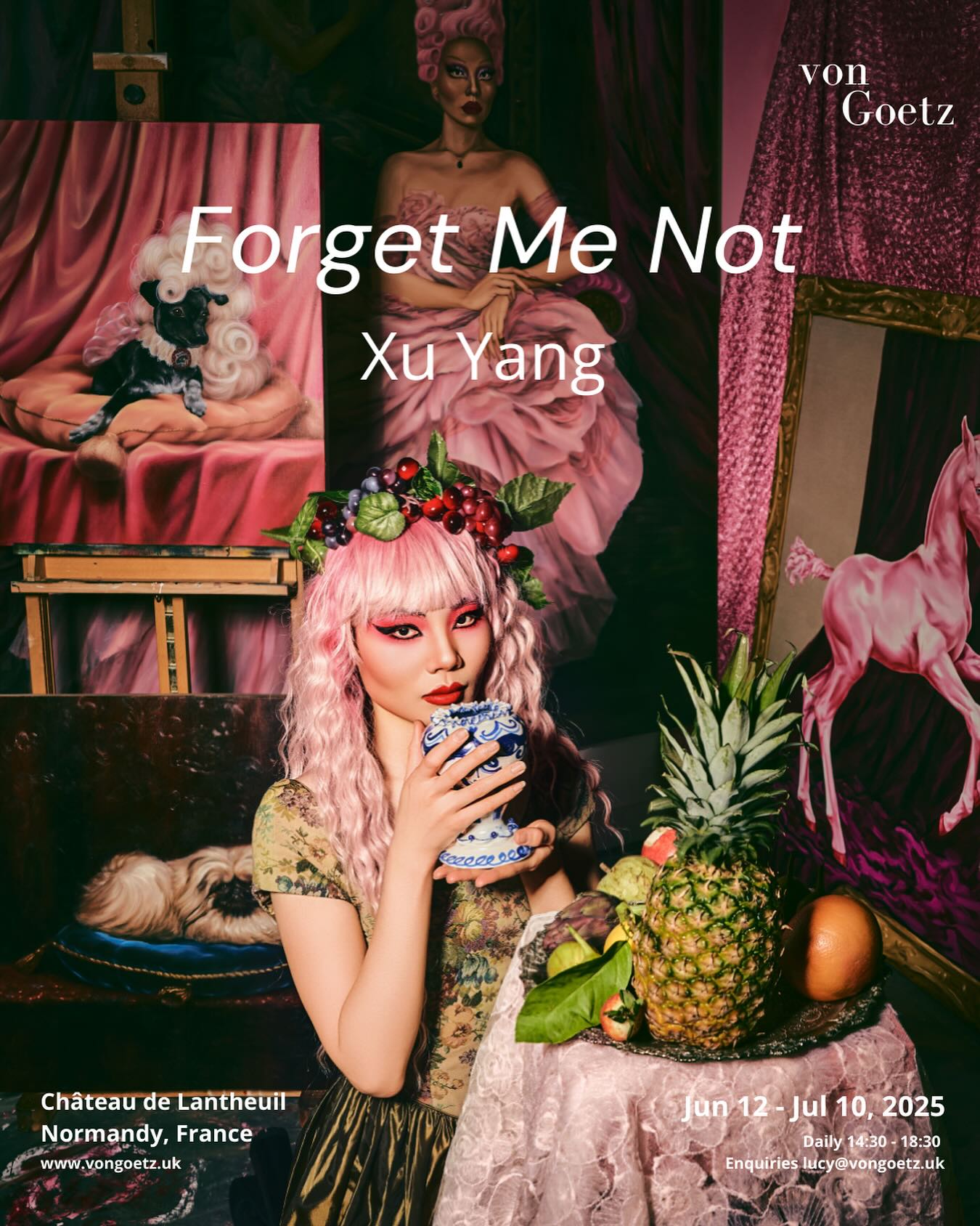 Forget Me Not presents a lavish, reflective, and culturally layered exploration of memory, identity, and the tension between permanence and ephemerality.
Join us at the historic Château de Lantheuil, Normandy. Opening June 12, the exhibition unveils a new series of paintings, drawings, and sculptures by Xu Yang—inviting dialogue between East and West, past and present.
Save the date: 12 June – 10 July 2025
For more information please visit www.vongoetz.uk
Artist: @_xu.yang_
Image Photographers: @baterandstreet
Gallery: @_vongoetz
Curator: @lucyvongoetz
Location: @chateaudelantheuil
Host: @omgitseugenia
Press: @sutton