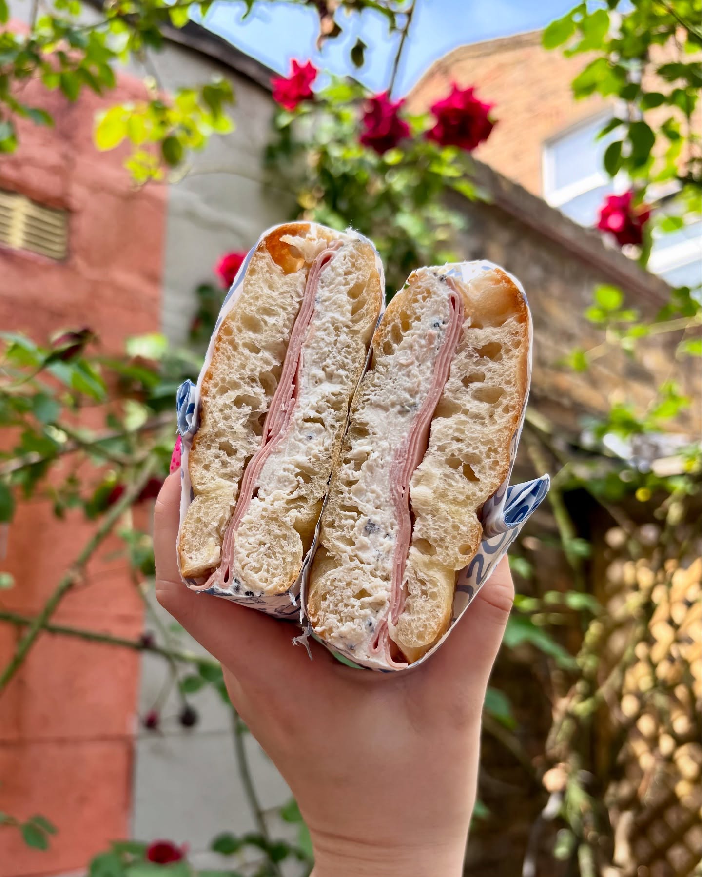 The Morty D Focaccia 🐽 slices of mortadella, whipped ricotta & black pepper on focaccia! Grab n go sammies every morning 🌅