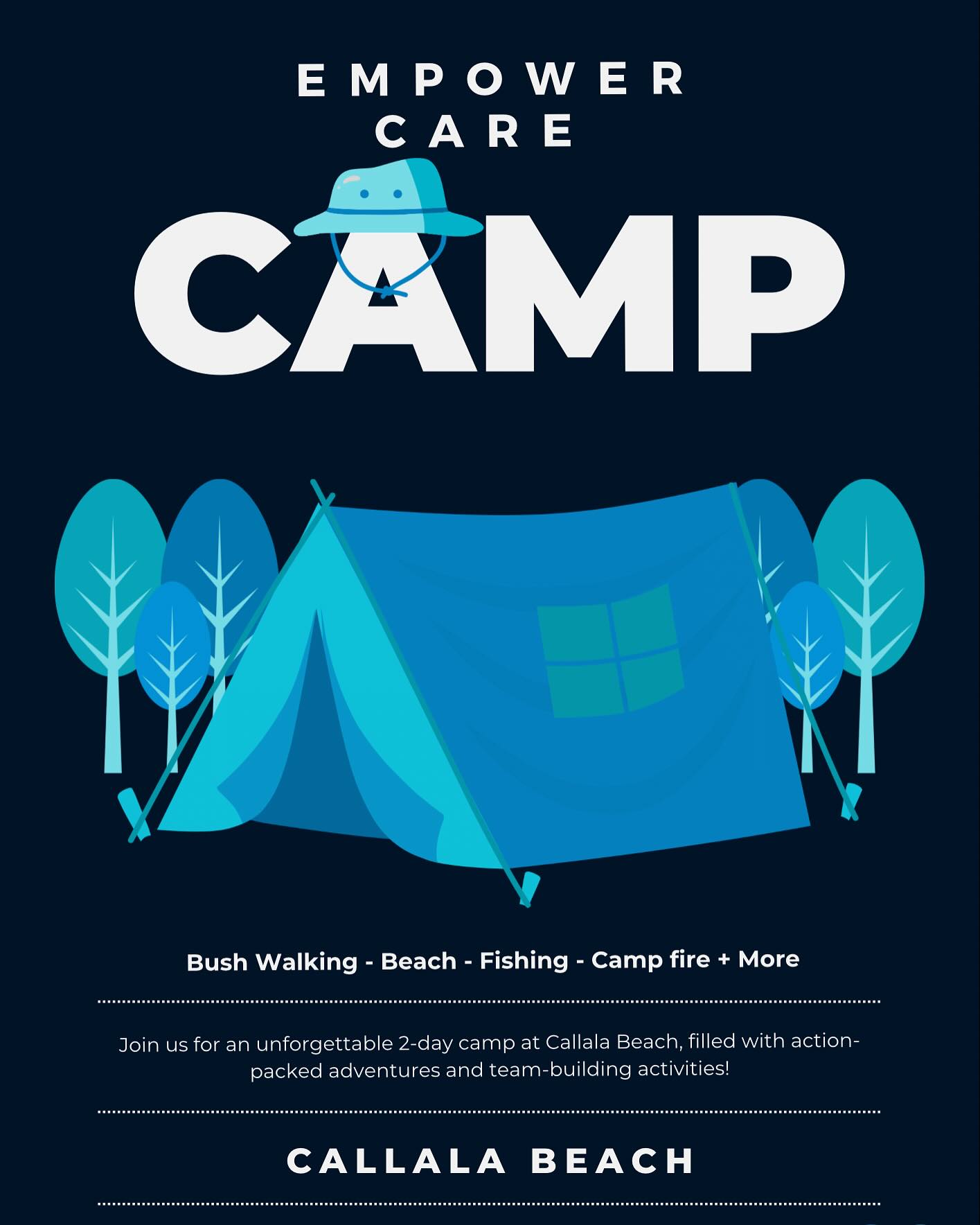 We’re off to Callala Beach for our upcoming Empower Care Camp—two days of fun, connection, and skill-building in a supportive, fully staffed environment!
Participants will enjoy beach walks, fishing, campfires, group games, and guided life skills activities.
Although bookings for this camp have now closed, we’re already planning the next one.
Send us a message to register your interest and secure a spot early!