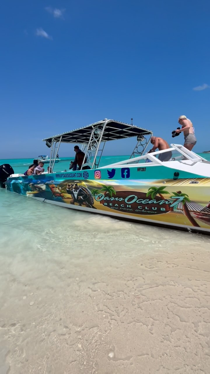 Introducing the newest member to our Fleet!❤️❤️ She’s a 47ft Jaguar PowerCat with comfortable seating for 42 passengers and 3 crew!
Powered by twin mercury 400HP V10s she gets a top speed of 60mph and cruises comfortably at 42mph. 😄 ALL ROADS LEAD TO 007 BEACH CLUB 🏖️!!! LETS GOOOO!
#007beachclub #oasisocean7beachclub #jaguarcatamarans #booknow #roseisland #roseislandswimmingpigs #bahamas #swimmingpigs