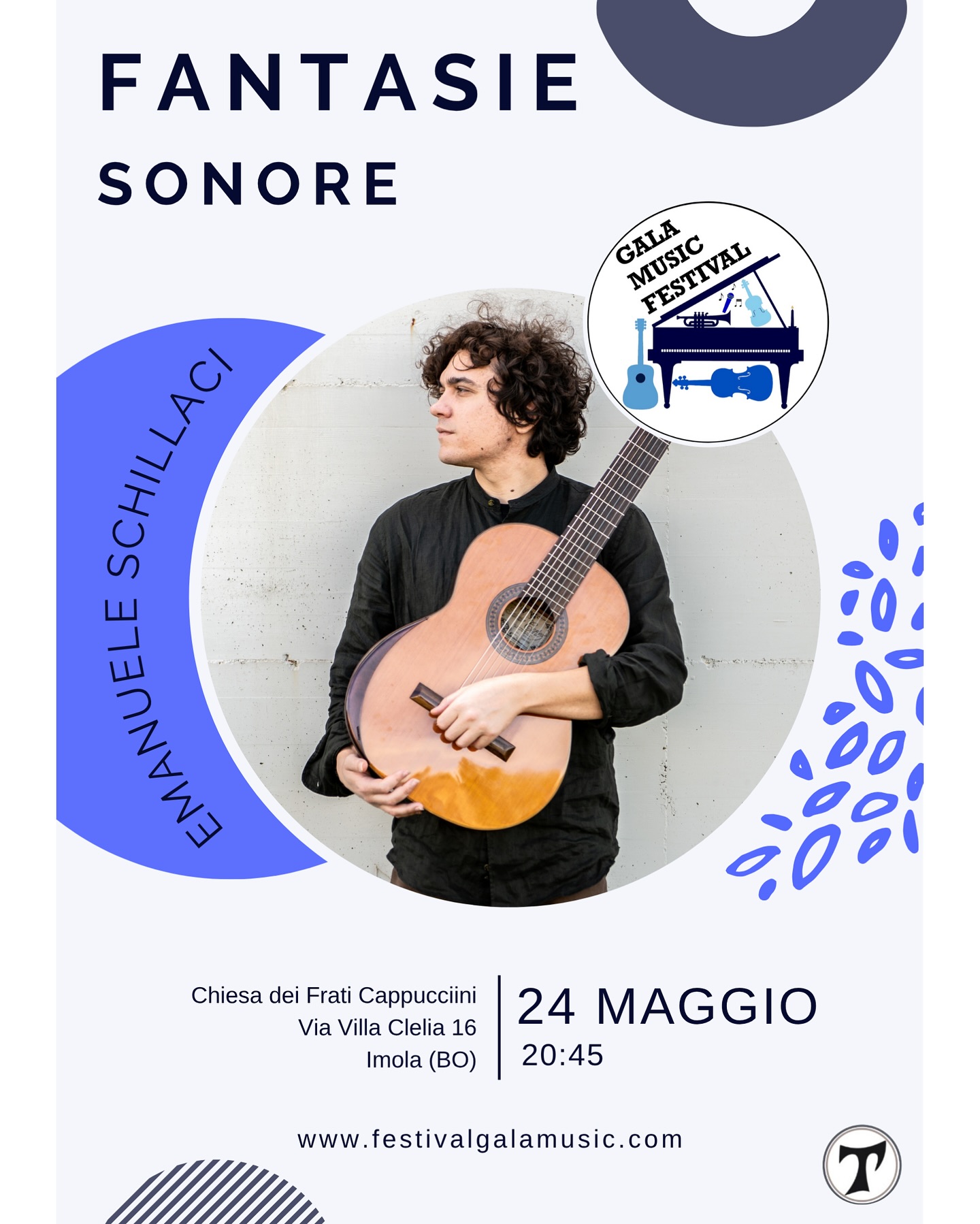 Venerdì 24 maggio ore 20:45 – Chiesa dei Frati Cappuccini (via Villa Clelia 16) di Imola (BO).
Il Gala Music Festival, con la direzione artistica di Diego Melfi ed Ekaterina Chebotareva, presenta un concerto unico: il recital del chitarrista italiano Emanuele Schillaci, attivo in Brasile, artista di straordinaria sensibilità e profonda espressività.
Un viaggio musicale intimo e poetico, tra suggestioni mediterranee e ritmi sudamericani, in un’atmosfera raccolta e carica di bellezza.
Ingresso a offerta libera.
Ringraziamo Padre Attilio per la preziosa accoglienza.
Vi aspettiamo per vivere insieme una nuova serata di grande musica!
#galamusicfestival #emanueleschillaci #chiesadeifraticappuccini #concertiimola #musicaclassica #guitarlive #musicaimola #chitarraclassica #eventiculturali #arteemusica #musica2025 #concertodichitarra #festivalmusicale #guitarconcert #musicaitalia