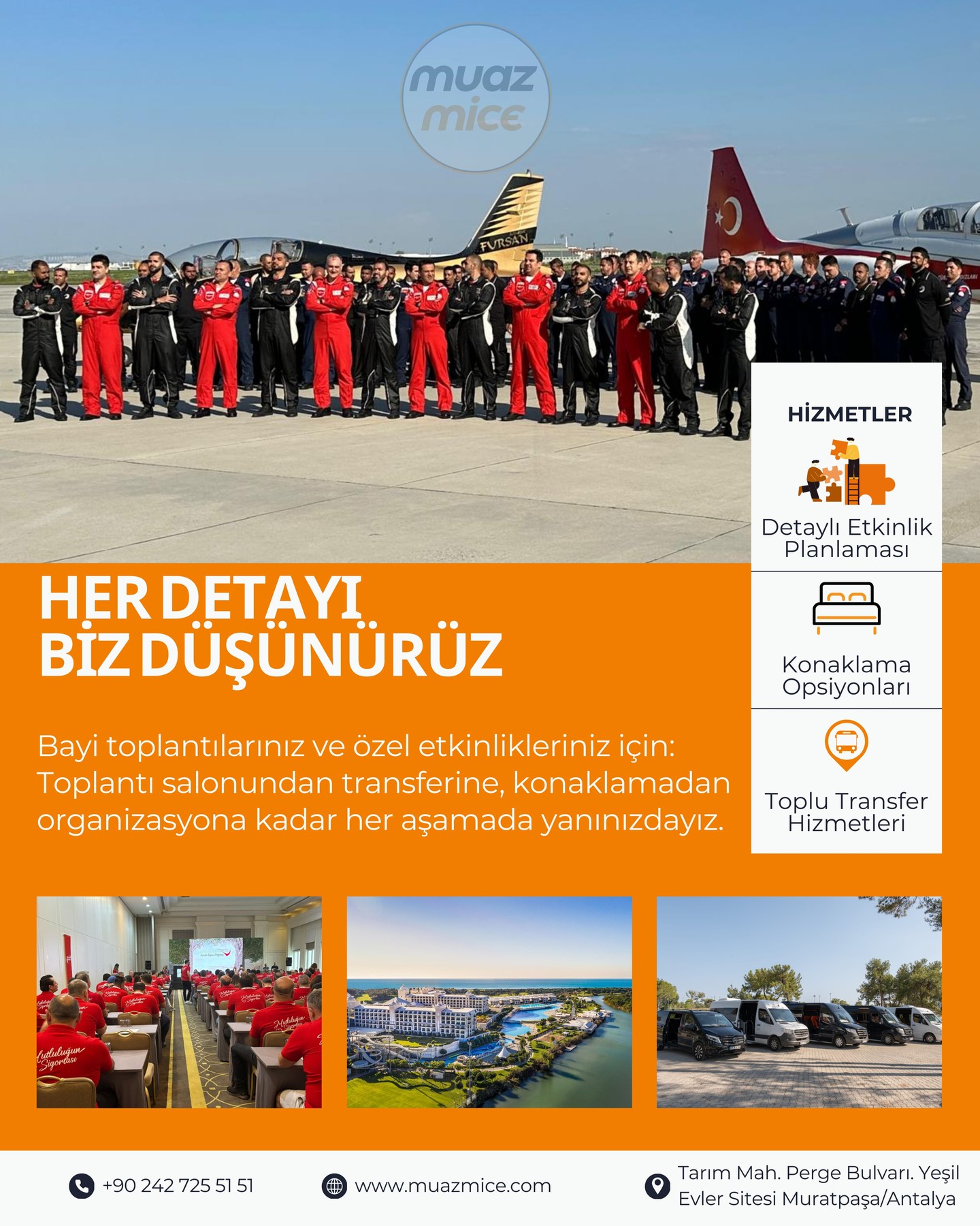 Bayi toplantılarınızı sadece bir organizasyon değil, aynı zamanda bir deneyime dönüştürüyoruz!
Profesyonel organizasyon ekibimiz ve yıllara dayanan tecrübemizle, markanıza özel toplantılar planlıyoruz.
İhtiyacınız olan her detay bizde; siz sadece misafirlerinizi ağırlamaya odaklanın.
Muaz Mice ayrıcalığıyla, işinizi büyüten organizasyonlara imza atın!
🌐 www.muazmice.com
#BayiToplantısı
#KurumsalEtkinlik
#ToplantıOrganizasyonu
#ŞirketEtkinliği
#B2BEtkinlik
#İşDünyasıBuluşması
#KurumsalÇözümler #AntalyaEtkinlik #muaztour
#MuazMice
#muaztourmice
#AntalyaBayiToplantısı
#AntalyaOrganizasyon
#AntalyaBusiness
#AntalyaCompanyEvent
#EtkinlikYönetimi