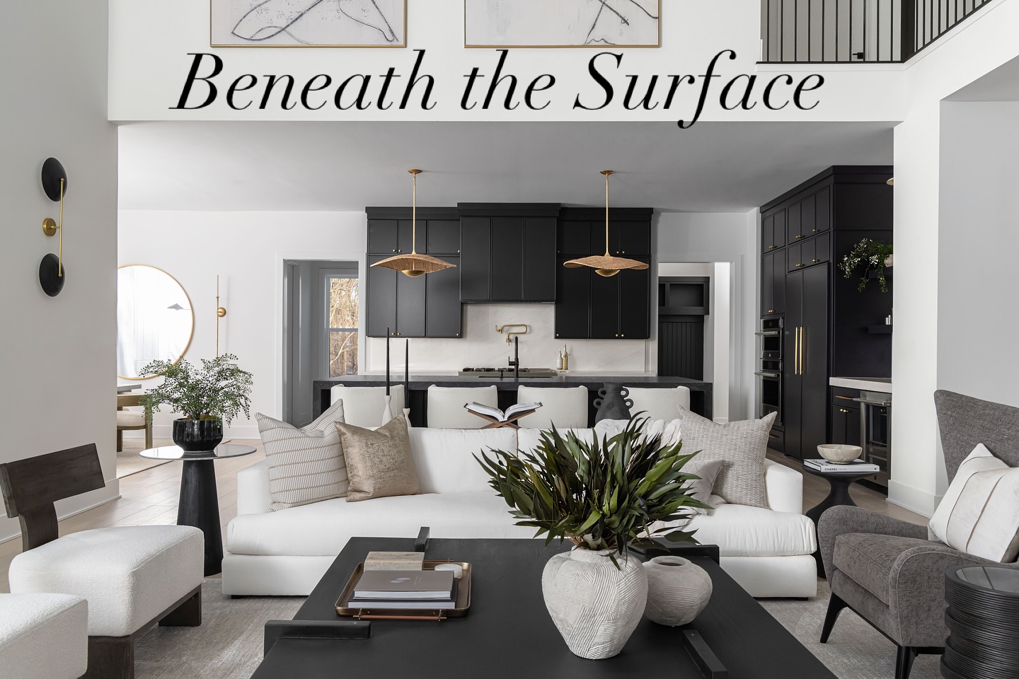 Modern edge meets organic warmth in this bold, immersive home. From the black kitchen cabinets to the moody green den and custom bedroom headboard, each space tells a textured, colorful story. Swipe through to step inside.