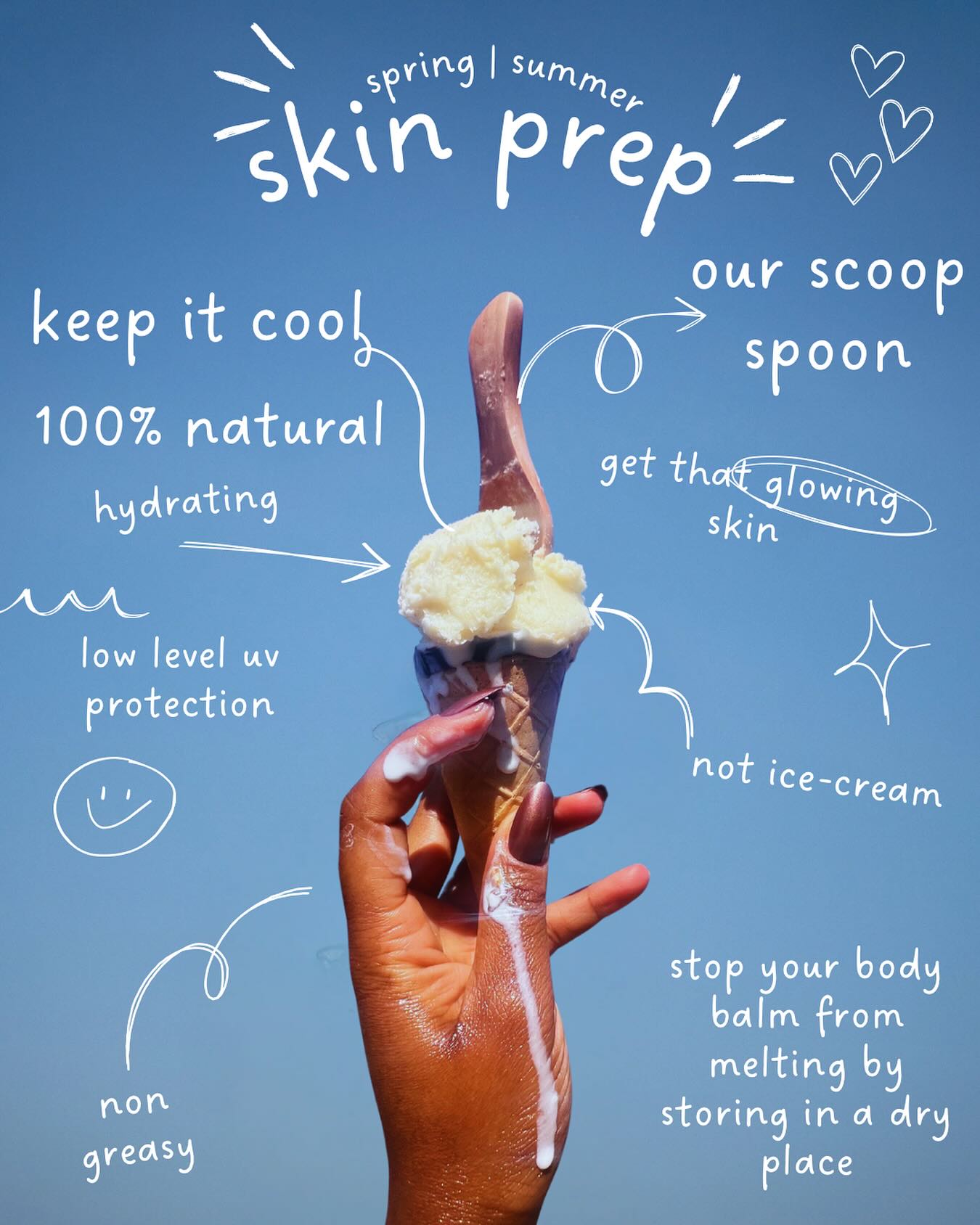 It’s getting hot 🌞 and we love it! So should you ✨
The weather right now is glorious across England and we’re loving it! ✨✨
This is your reminder to slather our body balm from head to toe for hydration, protection and for glowing skin!
Remember to also store your body balms in a cool dry place to keep the same consistency. Keeping it in a cool dry place is best.
.
Stay radiant!!
#radiantskin #glowingskincare #naturalbodycare