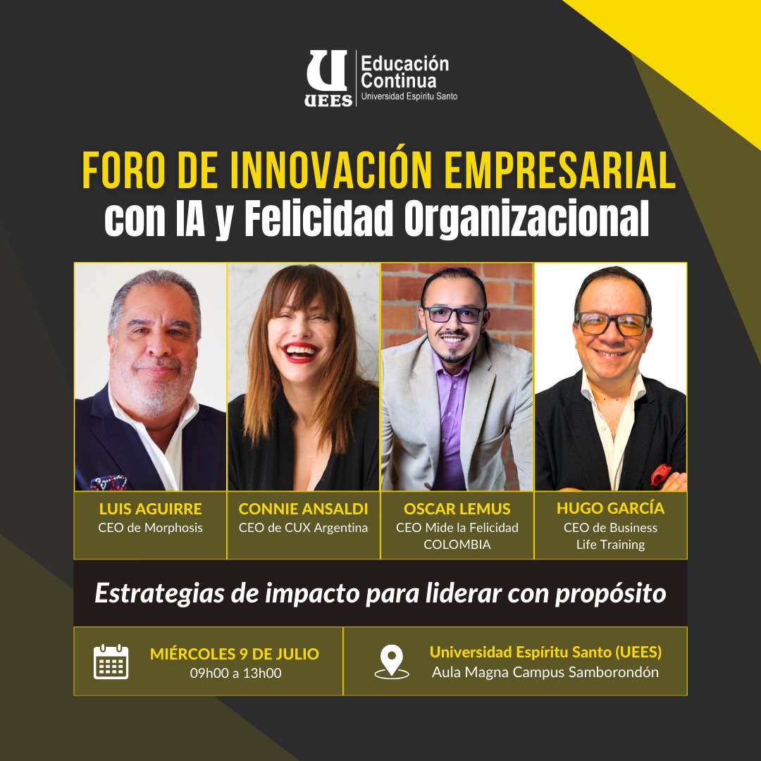 💡 ¡Reinventa tu empresa desde el corazón y la tecnología!
¿Sabías que el bienestar emocional y la IA son la nueva fórmula del éxito empresarial? 🔥
No te pierdas el foro que está revolucionando el liderazgo en América Latina.
📅 9 de julio | UEES Samborondón
Inscripciones 📥: https://erp.uees.edu.ec/ords/r/ctsi/uees-cart/detalle-curso?p11_course_id=276&session=10622473507461
#FelicidadOrganizacional #TransformaciónPositiva #InnovaciónConIA #LiderazgoEmpresarial #SaludMentalEnElTrabajo