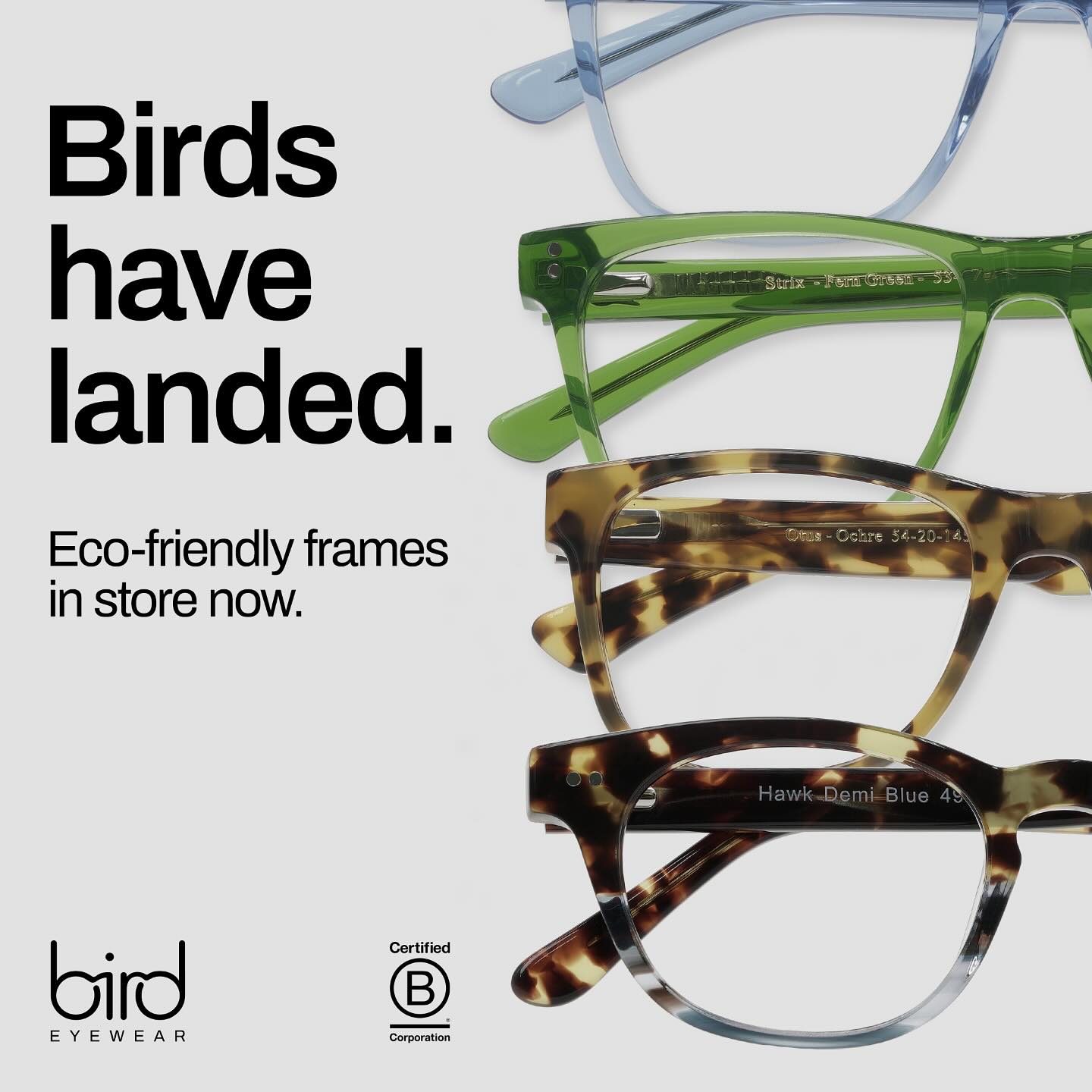 Introducing Bird Eyewear, our latest range of sustainable frames.
We can’t get enough of these colourful designs that are made from plant-based materials. Bird Eyewear is a UK brand focused on nature, with each design named after a species of bird found in the wild.
Come in and try out the whole range today at McCracken Opticians.
#sustainable
#nature
#UK