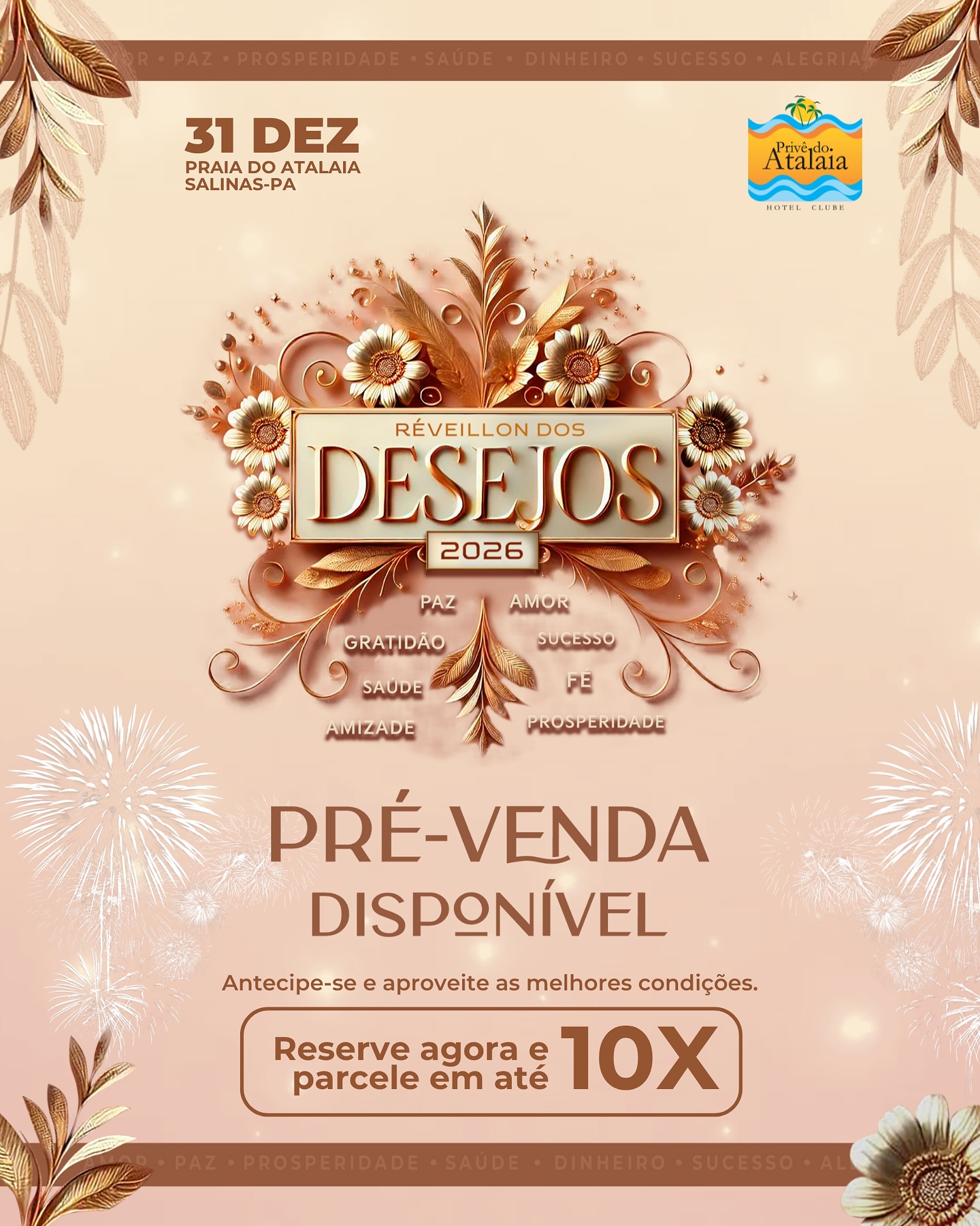 A virada mais esperada do litoral já começou a ser preparada. O Réveillon dos Desejos 2026 será ainda mais incrível — e você pode garantir sua vaga com antecedência.
Chame no direct e venha brindar o novo ano com o pé na areia.
Reservas: (91) 98481-4515 / 98403-9507 / 98458-2327 / 98481-5166
–
Hotel Privê do Atalaia
Praia do Atalaia - Salinas/PA
www.privedoatalaia.com
#PrivêDoAtalaia #SalinasPA #Viagem #Paraiso #Momentoespecial