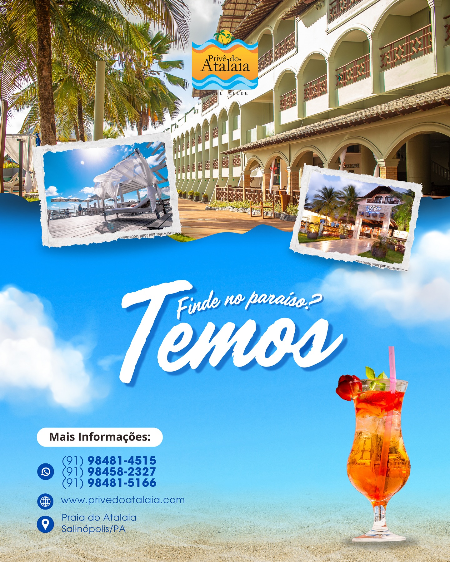 Sexta é dia de planejar aquele fim de semana dos sonhos. Chame no direct e garanta seu pacote no Hotel Privê do Atalaia.
Reservas: (91) 98481-4515 / 98403-9507 / 98458-2327 / 98481-5166
–
Hotel Privê do Atalaia
Praia do Atalaia - Salinas/PA
www.privedoatalaia.com
#PrivêDoAtalaia #SalinasPA #Viagem #Paraiso #Momentoespecial