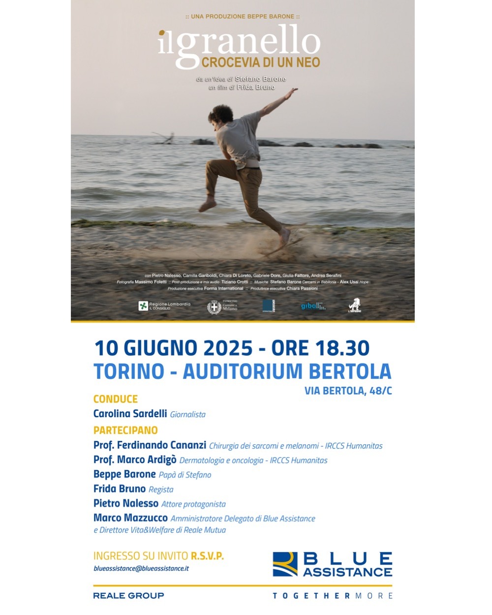 TORINO 🎬 Prenota il tuo posto! 👉blueassistance@blueassistance.it
Docufilm, segue dialogo e aperitivo.
Vi aspettiamo! 🎉
#prevenzionesalute #docufilm #realemutua #cortometraggi #melanoma