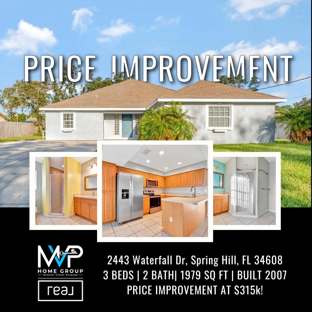 π» Price Improvement! Now ONLY $315K π‘π₯
Your Spring Hill dream home just got more affordableβand it's move-in ready!
π 2443 Waterfall Dr, Spring Hill, FL 34608
π 3 Beds | π 2 Baths | π 1,979 Sq Ft | π Built 2007
β¨ Featuring:
β Open floor plan w/ cathedral ceilings
β Modern kitchen w/ brand-new stainless appliances
β Ceramic tile flooring throughout
β Spacious backyard w/ custom fire pit π₯
β Covered patio + 2-car garage
β Located in a peaceful, quiet neighborhood
Donβt waitβthis one checks all the boxes β
πββοΈ Schedule your private tour today and follow us for more Florida homes youβll love!
#priceimprovement #floridarealestate #springhillfl #firsttimehomebuyer #dreamhome #homebuyingtips #househunting #justlisted #moveinready #realestateflorida #homesweethome #floridaliving #houseforsale #homeforsale #buyingahome #MVPHomeGroup #RealBroker