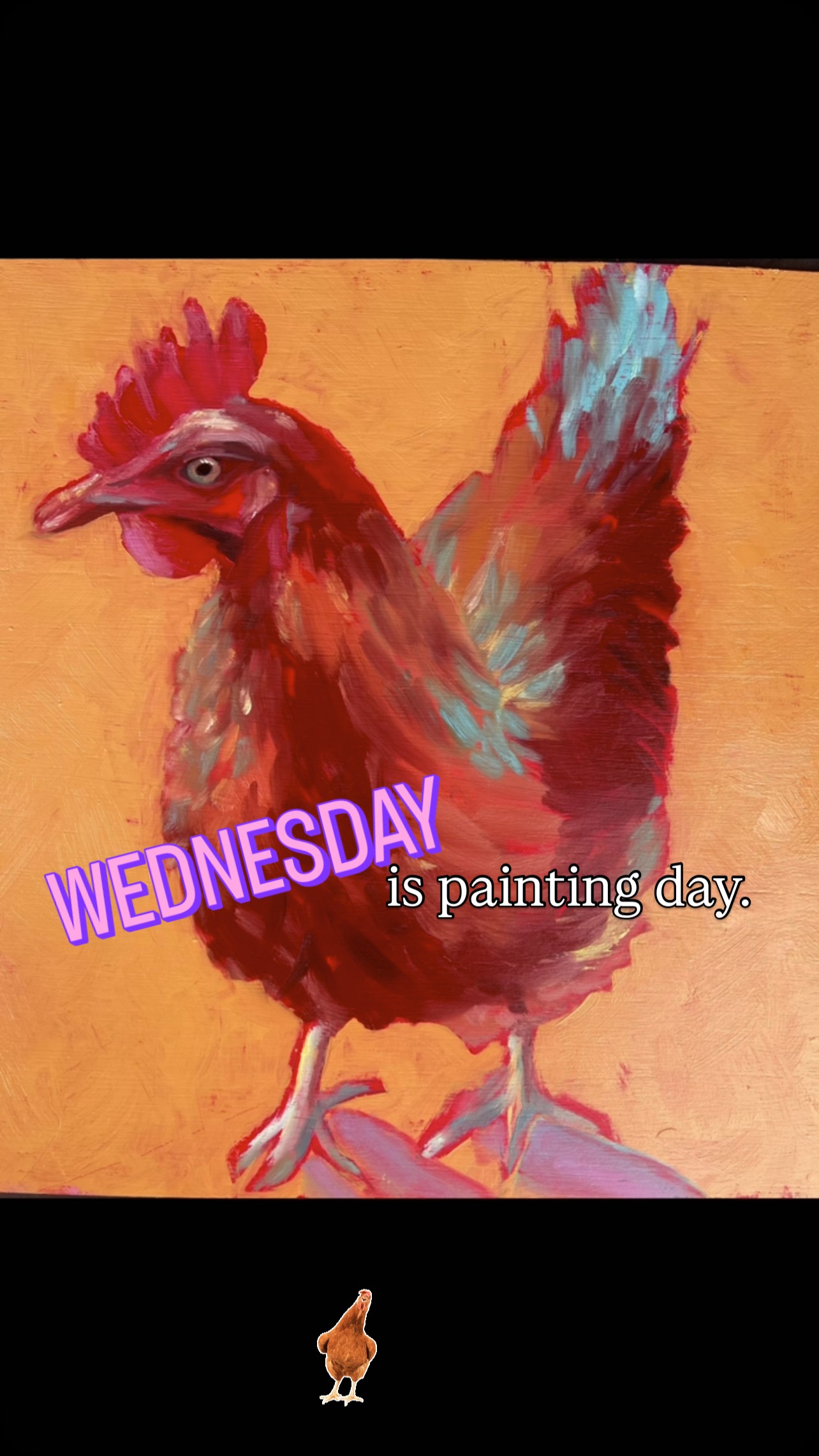 A great day painting at Bienarte.....here's my 'Rooster on the River' 30x30 in Oils.
(in the style of Clare Carver).