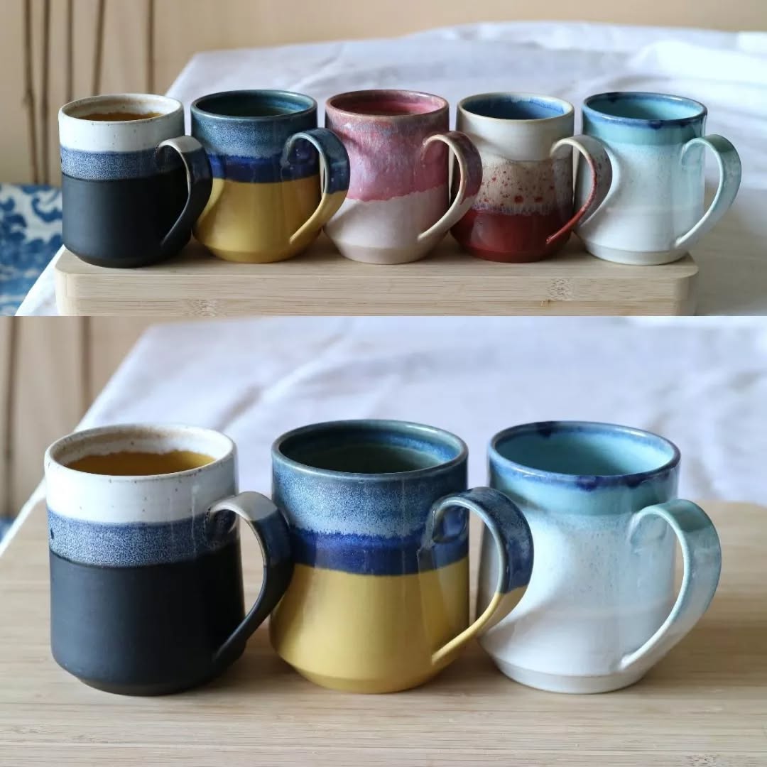 "The Gang"
All five color combination of the Rook Mugs shape.
So nice to see you all together 🤣❤️
#loveinpottery #thecollection #ceramicstudio #mugsset #ceramics #pottenbakken #clay #potterystudio #tablewear #timeforcoffee #rookmug #mugs #cups #specialglass #artist #handmadeshop #handmadewithlove