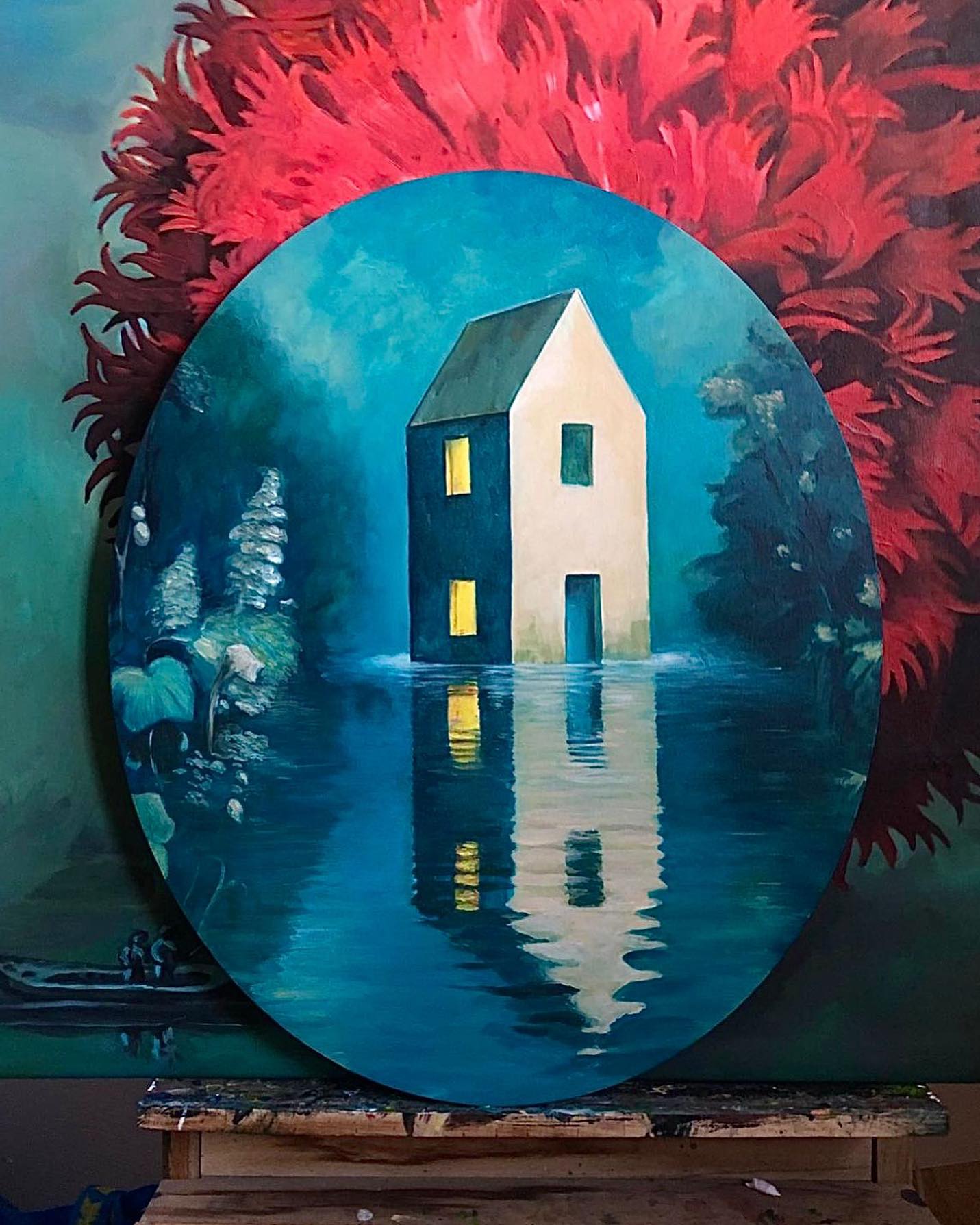 Pamäť vody~Water memory
Akryl na plátne, 60 x 50 cm
#waterart #houseinwater #womanpainting #surrealart #surrealpainting #contemporaryart