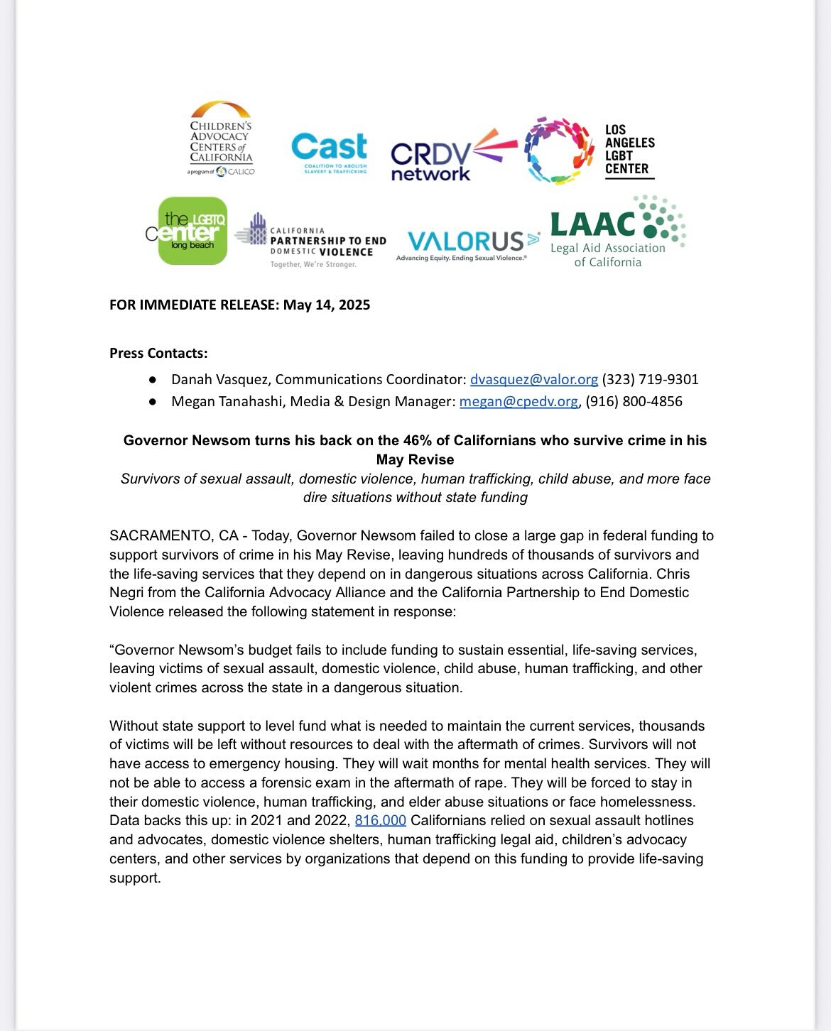 🚨 Here we are again! Fighting to save services. Our Program Directors will be speaking before the Senate and attending meetings with Legislators next week at the capitol for Policy Advocacy Day. #getloud #savesurvivorservices #caleg