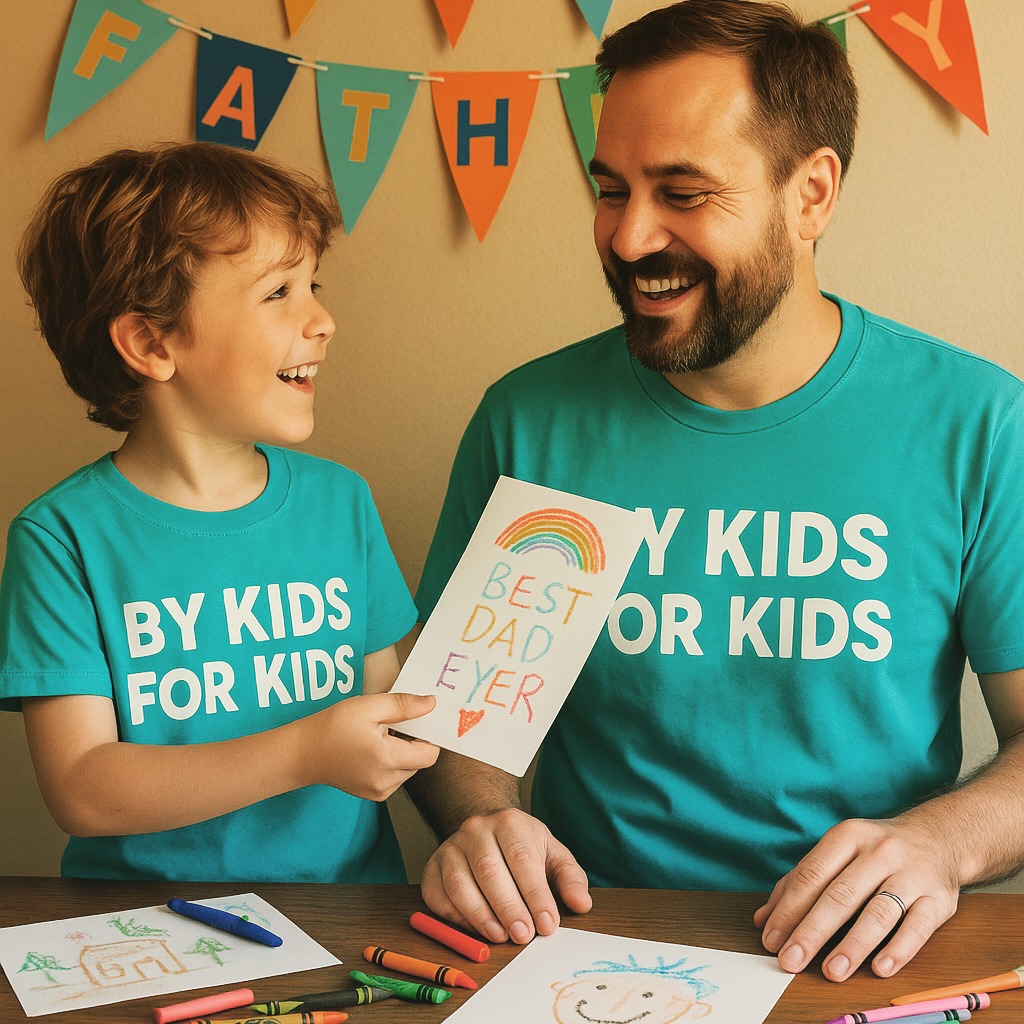 🎉👕 Father’s Day Looks a Lot Like This
Matching tees ✔️
Handmade cards ✔️
Big smiles and bigger love ✔️
Let’s hear it for the dads who show up, get silly, and wear kid-made art with pride. 💙
🕒 Want your custom gear delivered in time for Father’s Day?
Get your orders in by JUNE 1 to make sure dad unwraps something truly unforgettable! 🎁👨👧👦
#ByKidsForKidsUSA #FathersDayGift #BestDadEver #MatchingWithDad #CustomWithLove #FathersDayDeadline #YoungCreators #KidMadeMagic