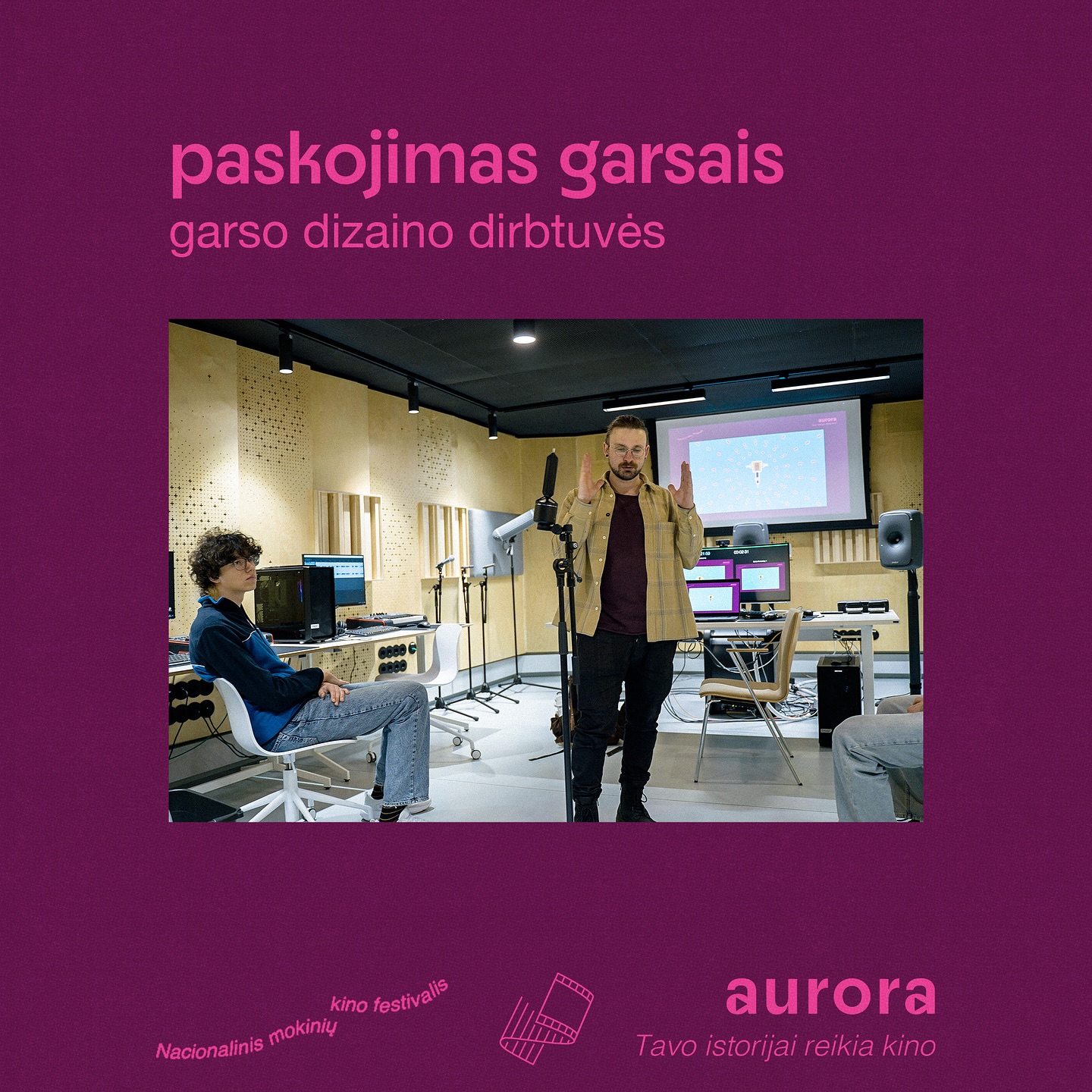 🟣 Dalinamės akimirkomis iš edukacinio ciklo metu vykusių garso dizaino dirbtuvių „Pasakojimas garsais“ su Laurynu J. Kamarausku.
Dirbtuvių dalyviai tyrinėjo, kokias istorijas gali papasakoti ne žodžiai, o garsai, slypintys aplink mus. Dalyviai mokėsi įsiklausyti į kasdienybės garsus, juos, derinti tarpusavyje ir iš jų kurti garsinius pasakojimus, kuriuose žodžiai – tik viena iš daugelio istorijos dalių ✨
___________
Edukacinį ciklą finansuoja Lietuvos kultūros taryba