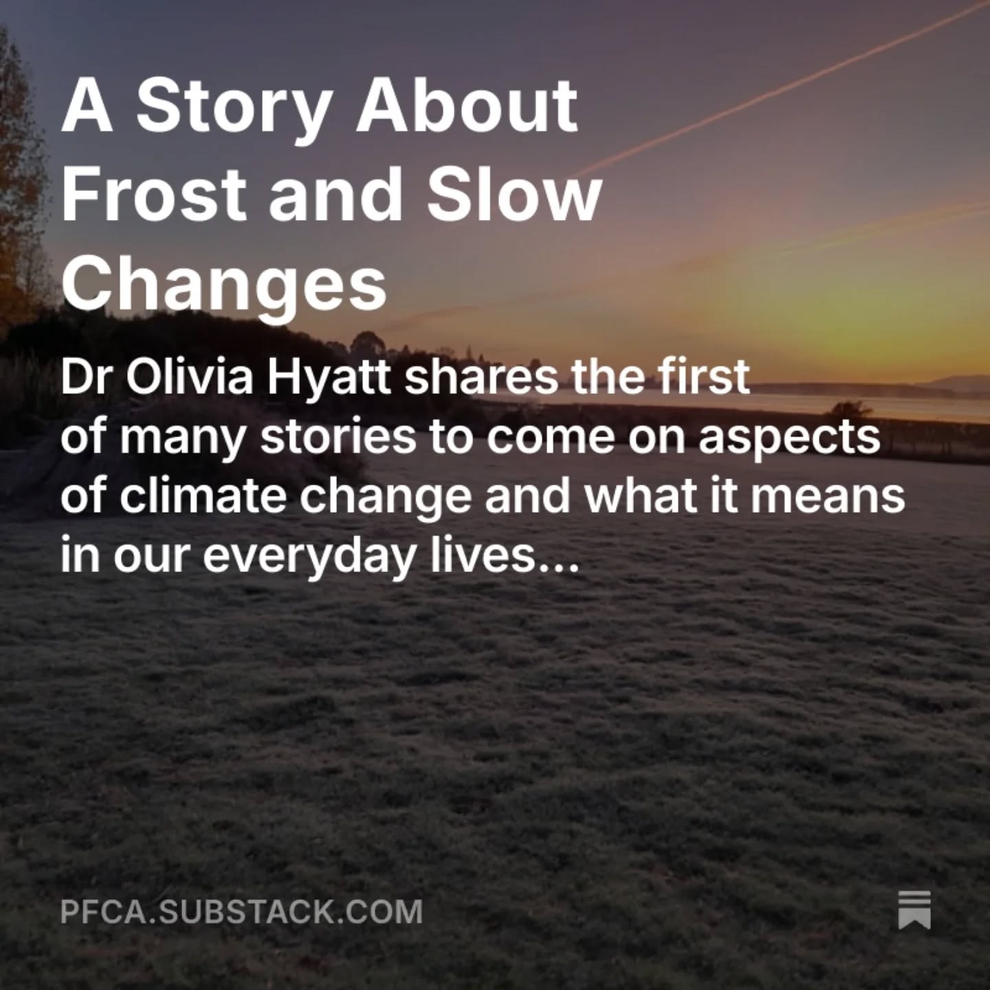 Today marks SIX years since we began and we are thrilled to launch our new Substack with the aim of sharing plain language information on climate change, the impacts and what it means in our everyday lives. What better way to start than with our wonderful resident climate scientist Dr Olivia Hyatt, who patiently answers all our burning questions on all things climate.
You can read Olivia's article here (link in bio): https://open.substack.com/pub/pfca/p/a-story-about-frost-and-slow-changes?r=9u2tq&utm_campaign=post&utm_medium=web&showWelcomeOnShare=true
Keep an eye out in the coming days for further offerings to our amazing parent and caregiver community! If you would like to support our 100% volunteer driven mahi then please feel free to make a one off, monthly or annual donation here (or link in bio): https://givealittle.co.nz/org/parents-for-climate-aotearoa
It is an honour to serve this community on all things climate and we look forward to continue building broad support for our tamariki and for the systemic change we need to leave a safe climate for our children x