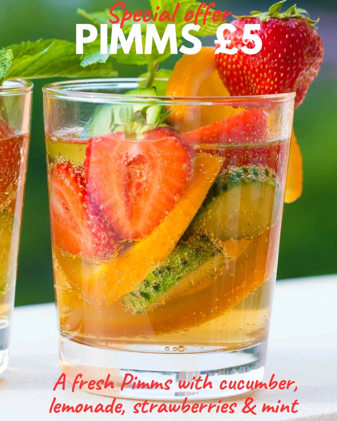 Sun's out, Pimms is pouring!
Just £5 for a fresh glass of summer — packed with cucumber, lemonade, strawberries & mint.
The Pub in the Park has Marlow buzzing, and there’s no better time to swing by and join us for a chilled Pimms in the sunshine!
#StrawberryGrove #MarlowLife #PimmsOClock #PubInThePark #SummerVibes #SpecialOffer