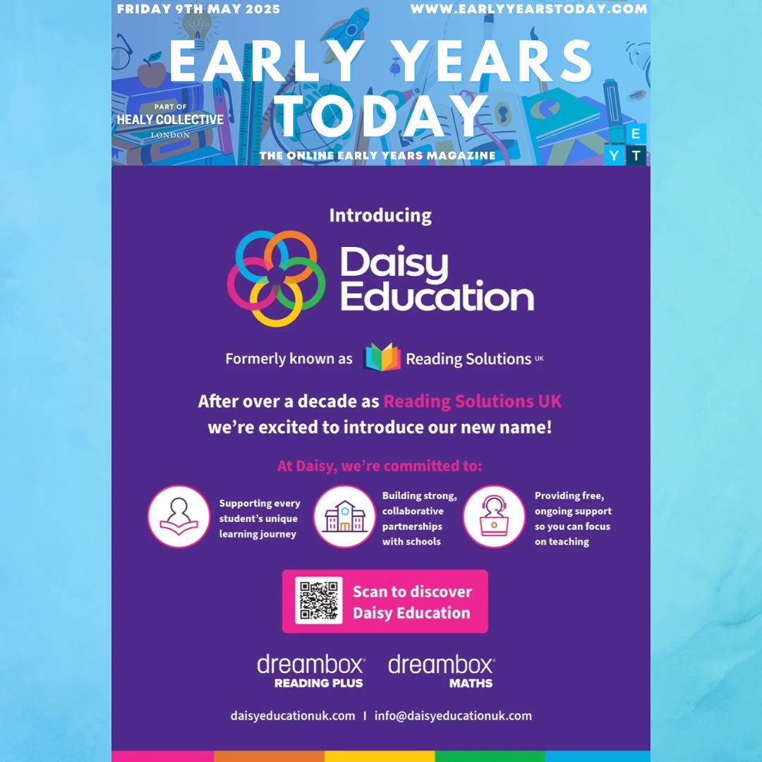Delighted to be showcasing Daisy Education (formerly Reading Solutions) on our front cover of Early Years Today magazine marking their new chapter under a new name. Link in bio for more!