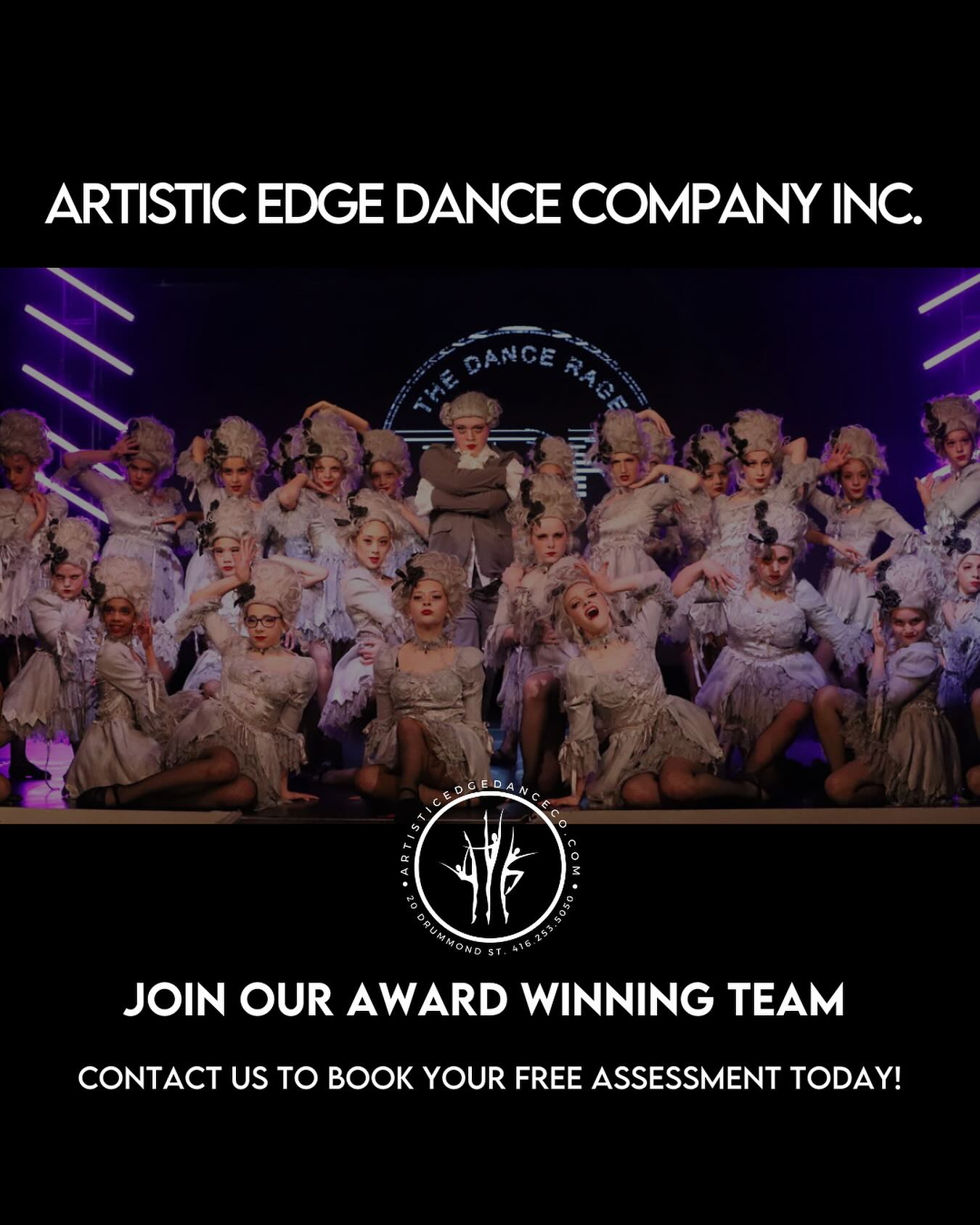 Looking to join AEDC’s Competitive Team?
We do one on one assessments so your child can perform to the best of their ability. We then provide on the spot feedback so your child is given the attention they deserve with personalized and individualized corrections. Our goal is to find the best program for your child so they will grow confidence in their skills in a healthy yet challenging environment. We pride ourselves on our family oriented, friendly and welcoming vibe!
Book an assessment today! 416-253-5050 or email us: info@artisticedgedanceco.com
We look forward to meeting you!
.
.
#dance #summercamp #toronto #kids #summerprograms #campsto #kidsneedtomove #mimico #lakeshore #etobicokedance #activeto #etobicoke #childcare #childrensprogramly #mimicovillage #etobicokemoms #torontomoms #momlife