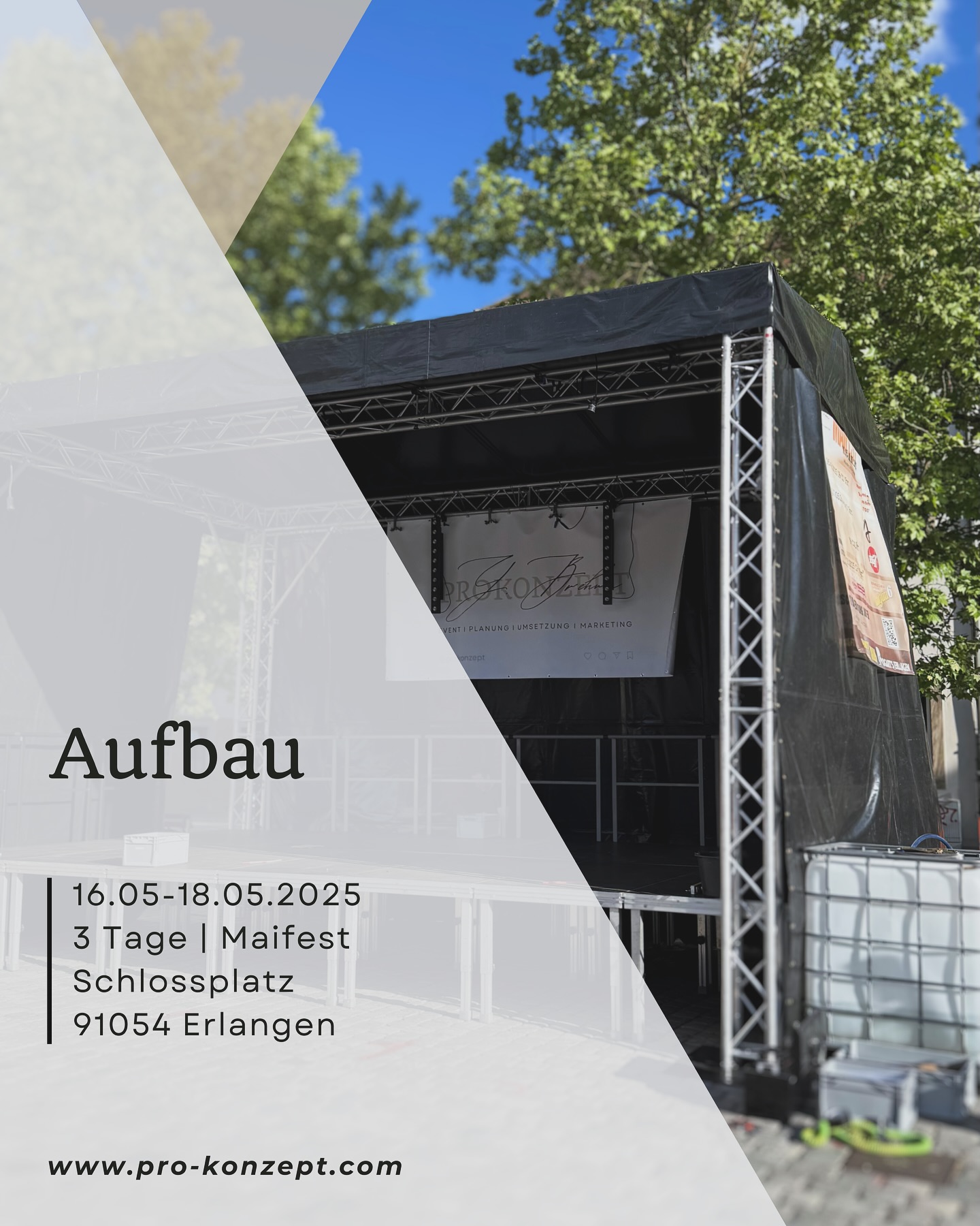 Heute ging’s los – der erste Aufbautag für das @maifest.erlangen 2025!
Vom 16. bis 18. Mai wird gefeiert – und wir sind mitten in den Vorbereitungen!
Was heute schon alles passiert ist? Eine ganze Menge!
✅ Die Kühlwägen und Ausschank-Wägen wurden von der @brauerei.hofmann angeliefert und erfolgreich in Empfang genommen.
✅ Der Bühnenaufbau ist abgeschlossen
✅ Sämtliche Schläuche sind verlegt, die Kühlschränke eingeräumt und die Krüge verräumt.
✅ Und natürlich: Alle Getränke wurden sauber und ordentlich eingeräumt – bereit, um euch ab morgen zu erfrischen!
Und morgen geht’s weiter:
🔸Es werden alle Bänke und Stehtische aufgestellt
🔸Die PA-Anlage kommt auf die Bühne
🔸Der Festplatz wird von der Stadt Erlangen abgenommen
Dann ist alles bereit für den Startschuss morgen um 18 Uhr mit Harri & Sonja – und natürlich dem feierlichen Bieranstich durch Bürgermeister @joergvolleth !
Wir freuen uns riesig
Bleibt dran – wir halten euch mit weiteren Einblicken auf dem Laufenden!
Bis morgen am Schlossplatz – es wird legendär!
#MaifestErlangen #ErlangenEvents #Bieranstich #Festauftakt #HarriUndSonja #JörgVolleth #Biergartenfeeling #SchlossplatzErlangen #Aufbauarbeiten #Eventplanung #proKonzept #LiveMusik #Bühnebereit #PAAnlage #Teamwork #Vorfreude #Eventliebe #Feierlaune #Frühlingsfest #Getränkewagen #Kühlwagen #Krügebereit #Festzeltfeeling #GemeinsamFeiern #StadtfestErlangen #TraditionTrifftParty #BänkeAufstellen #StehtischeBereit