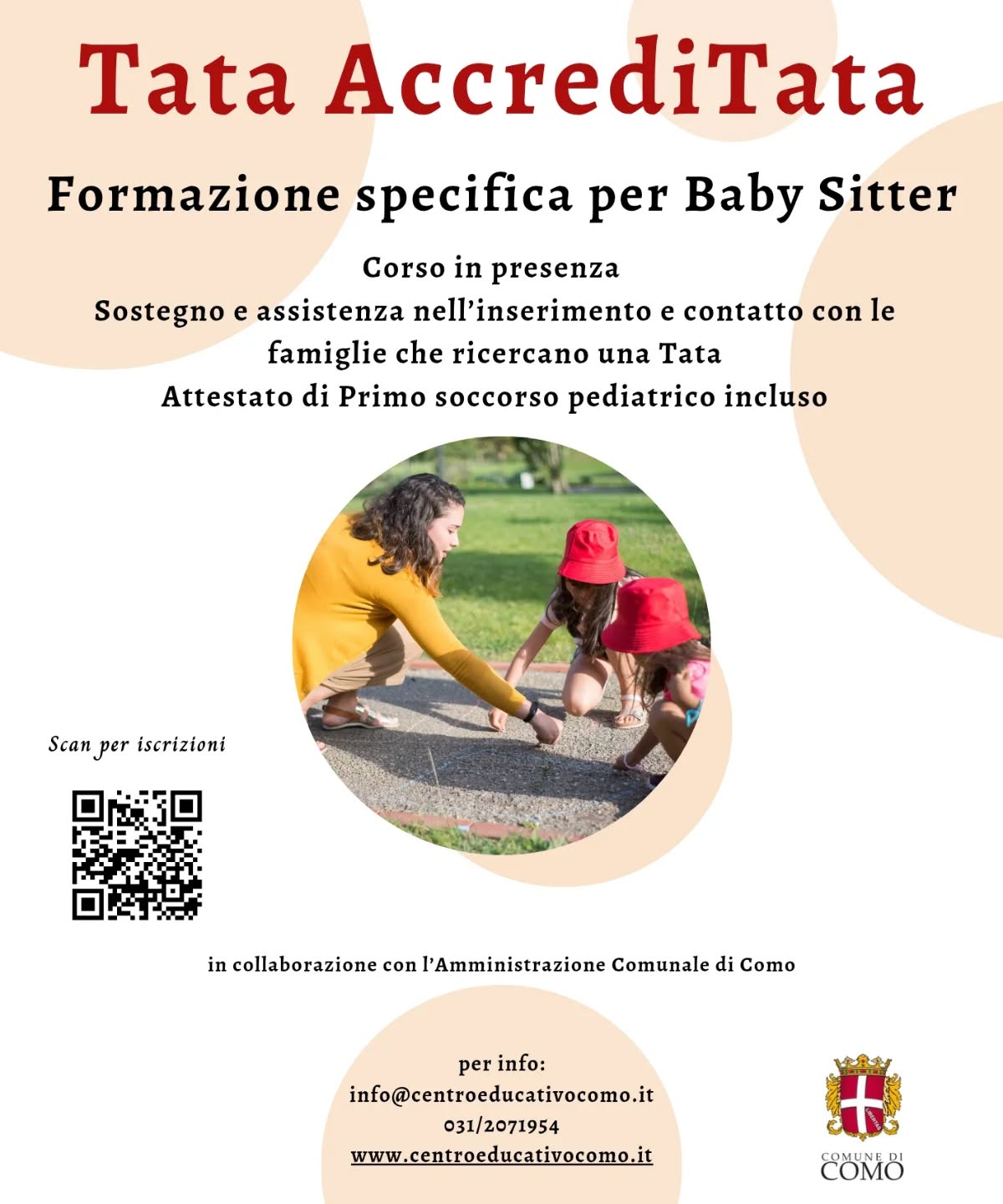 𝗩𝘂𝗼𝗶 𝗱𝗶𝘃𝗲𝗻𝘁𝗮𝗿𝗲 𝘂𝗻𝗮 𝗧𝗮𝘁𝗮 𝗽𝗿𝗼𝗳𝗲𝘀𝘀𝗶𝗼𝗻𝗶𝘀𝘁𝗮 𝗱𝗲𝗹 𝘀𝗲𝘁𝘁𝗼𝗿𝗲 𝗲𝗱𝘂𝗰𝗮𝘁𝗶𝘃𝗼?
Partecipa al nostro corso di formazione, ti garantiremo:
• Lezioni in presenza
• Corso di primo soccorso pediatrico e Bls con rilascio di attestato
• Osservazione metodologica in contesti educativi
• Inserimento in una delle numerose famiglie richiedenti il servizio
.. e molto altro !
Che aspetti?
Visita il sito:
www.centroeducativocomo.it/tata-accreditata
Oppure scrivici a
info@centroeducativocomo.it
Ti verranno date tutte le informazioni necessarie e fissato un incontro con la referente corsi per rispondere a dubbi e domande!
𝐼𝑙 𝑐𝑜𝑟𝑠𝑜 𝑑𝑖 𝑓𝑜𝑟𝑚𝑎𝑧𝑖𝑜𝑛𝑒 𝑇𝑎𝑡𝑎 𝐴𝑐𝑐𝑟𝑒𝑑𝑖𝑡𝑎𝑡𝑎 è 𝑝𝑟𝑜𝑔𝑟𝑎𝑚𝑚𝑎𝑡𝑜 𝑒 𝑠𝑜𝑠𝑡𝑒𝑛𝑢𝑡𝑜 𝑖𝑛 𝑐𝑜𝑙𝑙𝑎𝑏𝑜𝑟𝑎𝑧𝑖𝑜𝑛𝑒 𝑐𝑜𝑛 𝐴𝑠𝑠𝑜𝑐𝑖𝑎𝑧𝑖𝑜𝑛𝑒 𝐼𝑠𝑖𝑑𝑒 𝑒 𝑙'𝑎𝑚𝑚𝑖𝑛𝑖𝑠𝑡𝑟𝑎𝑧𝑖𝑜𝑛𝑒 𝑑𝑒𝑙 𝐶𝑜𝑚𝑢𝑛𝑒 𝑑𝑖 𝐶𝑜𝑚𝑜