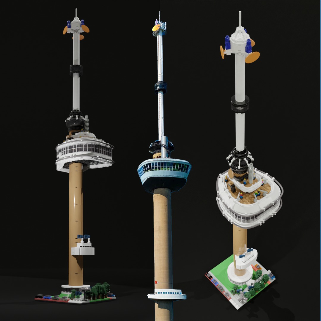 The Euromast is an iconic part of the Rotterdam skyline. I wanted to try to recreate it, accurately, in the smallest scale possible. The width of the lower cylinder is no more than 4 studs. I'm fairly satisfied that I managed to include all of the recognizable details at this scale, while giving myself the additional challenge of designing one LEGO set a day.