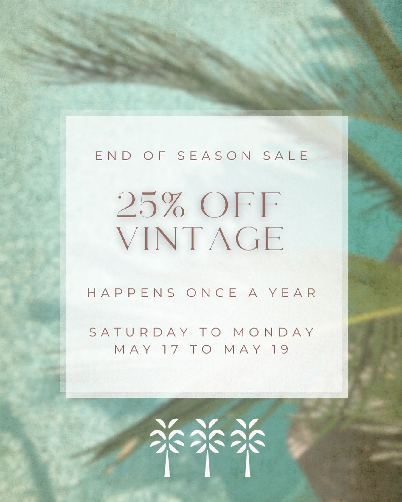 📣 Our End of Season Sale starts at midnight! 📣
Enjoy 25% off vintage in store and online.
This only happens once a year!
Oh what a season! Fun finds and fab events... let’s end our Palm Beach high season in style. 🌴🌴🌴
#palmbeachregency #floridavintage #palmbeachvintage #islandchic #islandstyle #regencychic #palmbeachdesign #floridaliving #weship #comeshop
