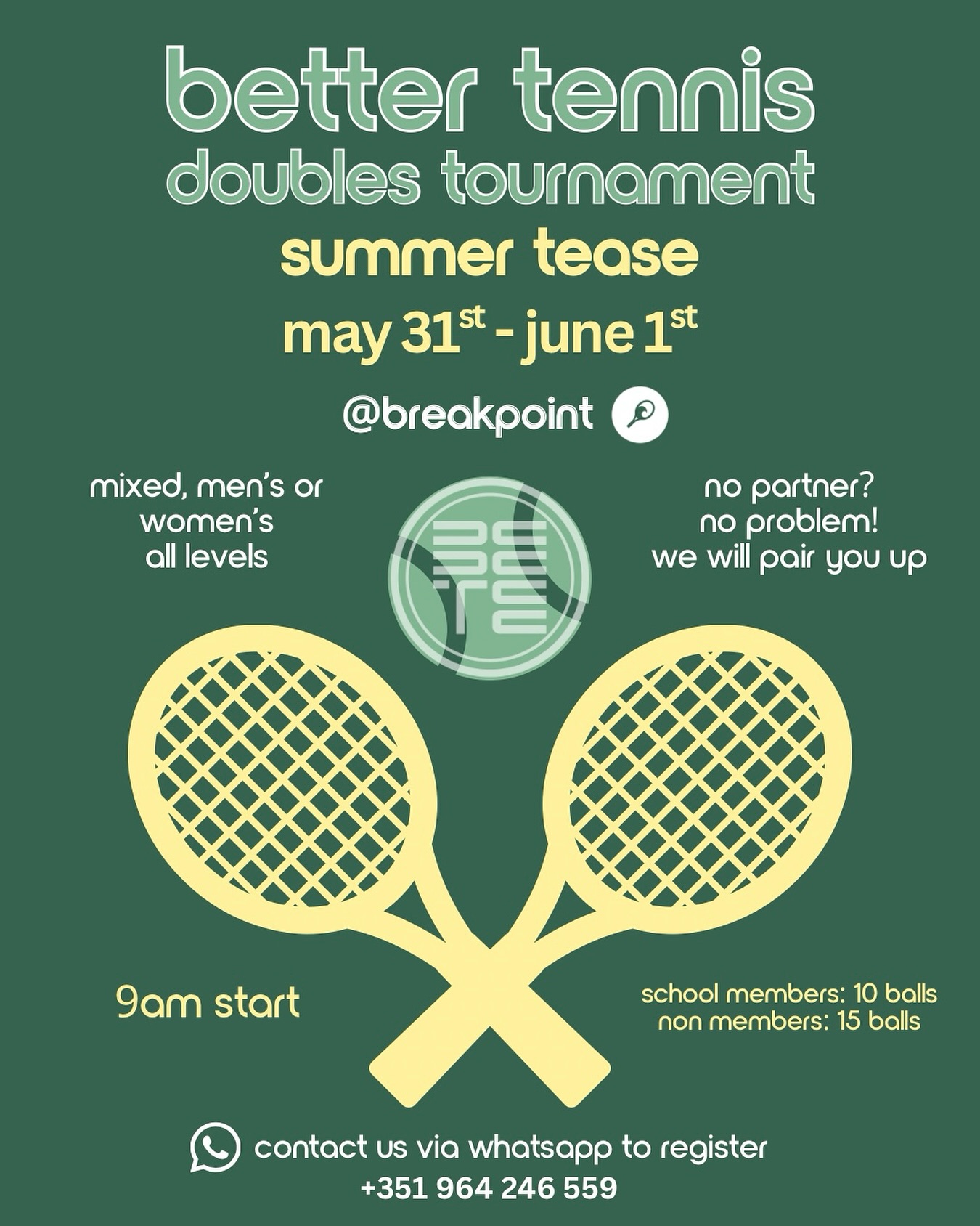 You asked, we delivered! The BetterTennis Doubles Tournament is BACK ๐ฅ and just in time for that Summer Tease โ๏ธ
All combos and all levels welcome!
No partner? No problem! Sign up solo and we will find you a teammate ๐ค๐ผ
2 weeks to go! ๐๏ธ
#bettertennistorunament #bettertenniscommunity #ericeiracommunity #ericeiratennis #bettertennisproject #tennislove #tennislife #tennisaddicts #tennistournament #tenniscommunity #tennisvibes #playtennis #doublestournament #tennisdoubles