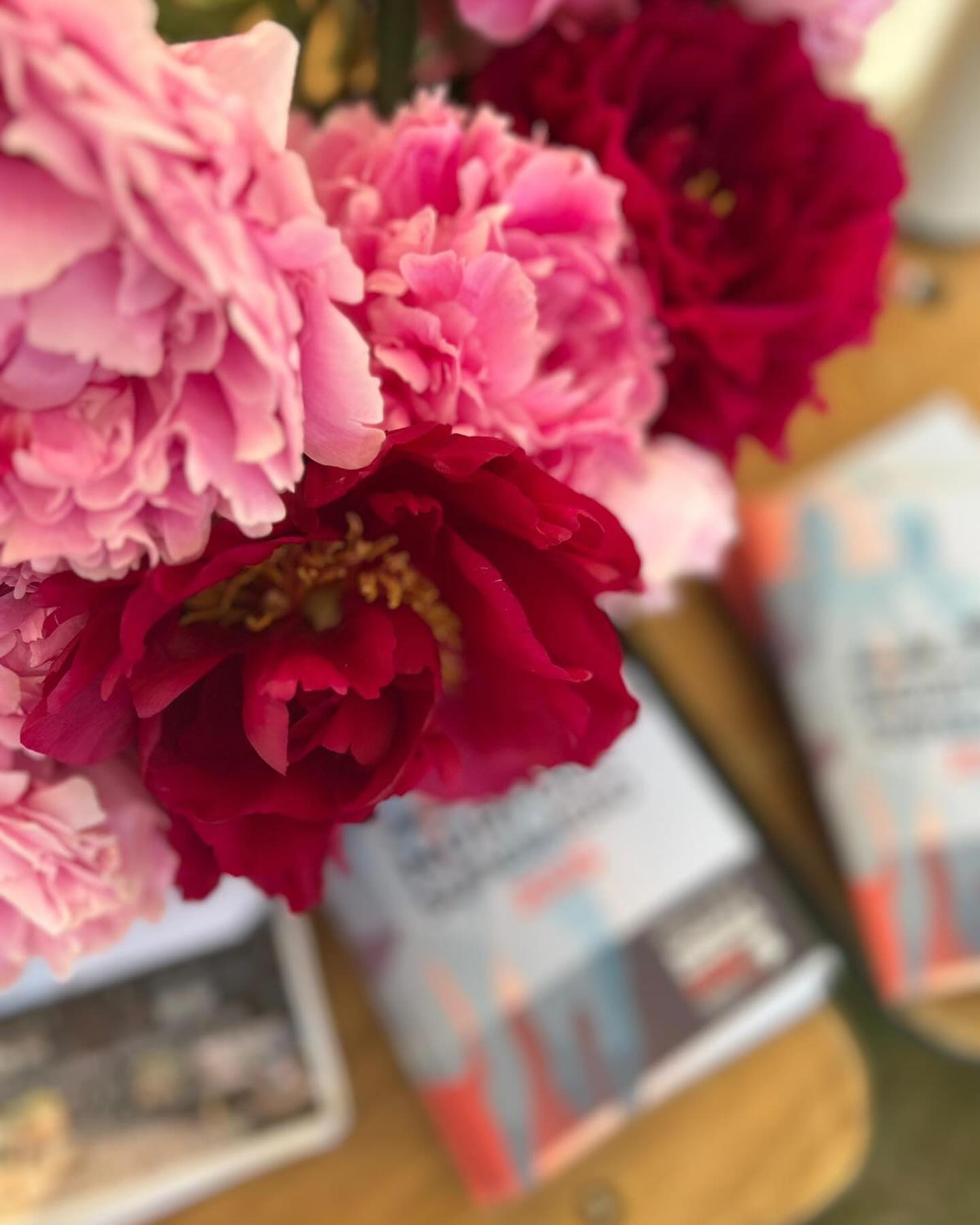 Thank you to Kate for bringing the beautiful peonies over from @erpinghamhousefarm for the Norfolk superhero weekend - simply sumptuous along side pink lady Jess’s flowers from the garden 💕