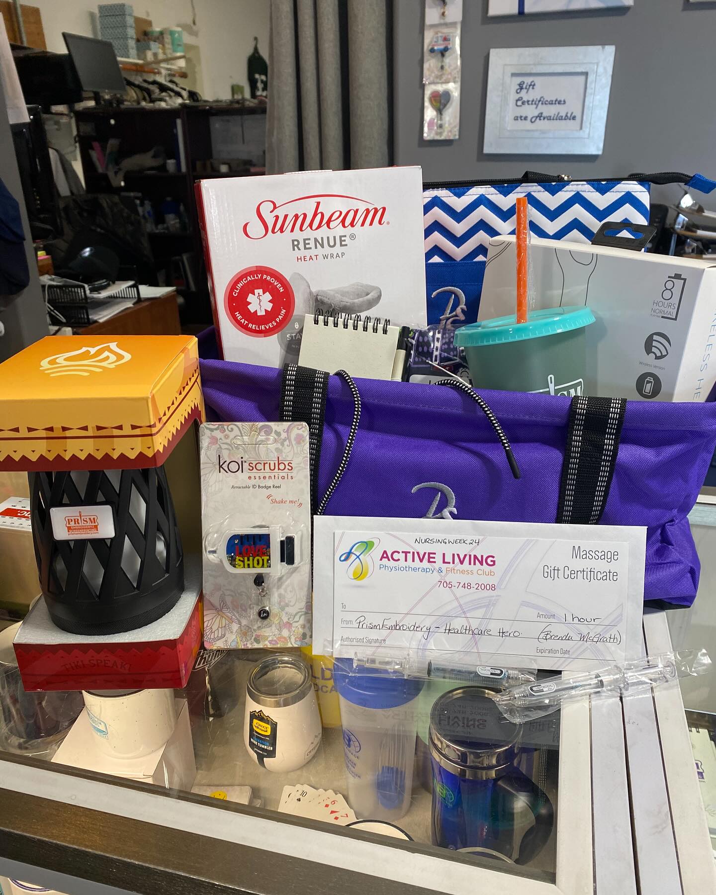 ‼️GRAND PRIZE ‼️
The grand prize is ready for our health care hero grand winner! Including some Prism Embroidery swag, neck/shoulder heating pad, wireless headphones, and a gift certificate for a massage.
Get your nominations in!!