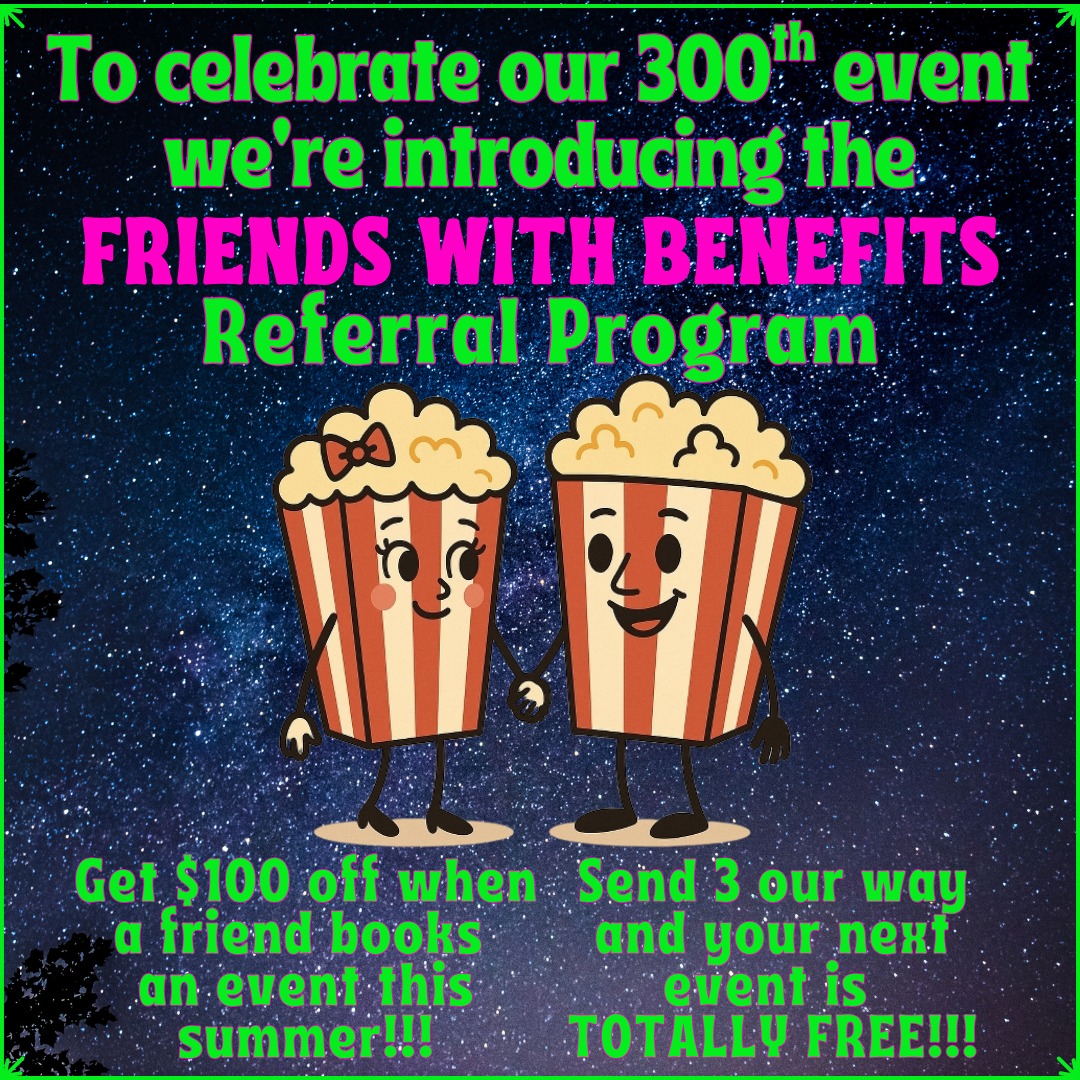 Calling all apartment managers and leasing pros! 🎬 We're about to hit our 300th movie event in less than 5 years! To celebrate, we're launching the Catalina Drive-In: Friends with Benefits Program.
You already know this is the easiest event you'll do all year and how much your residents love our movie nights. So why are you gatekeeping this slam dunk event from your friends in other communities? 🍿
Here's how it works:
1-2 referrals who book = $100-$200 off your next event
3 referrals who book = your next event is TOTALLY FREE!
TAG A FRIEND OR THEIR PROPERTY! Or just send them an email about why you love working with CATALINA DRIVE-IN and CC us. We'll handle the rest!
🎬🍿🎬🍿🎬🍿🎬🍿🎬🍿🎬🍿🎬🍿🎬🍿
#PropertyManagement #ResidentEvents #MovieNight #ApartmentLife #Greystar #RPMLiving #Kairoi #luxuryapartments #austinapartments #domainliving #amenities #apartmentamenities #livingatthedomain #northaustinliving #rpmliving #rpm #fyp #tourtoday #domain #domainapartments #austinapartments #austinapartmentlocators #specials #austindomain #apartmenthunting #apartmentsatx #satxapartments #liveluxury #kairoiresidential #lovewhereyoulive #goodvibes #Austinliving