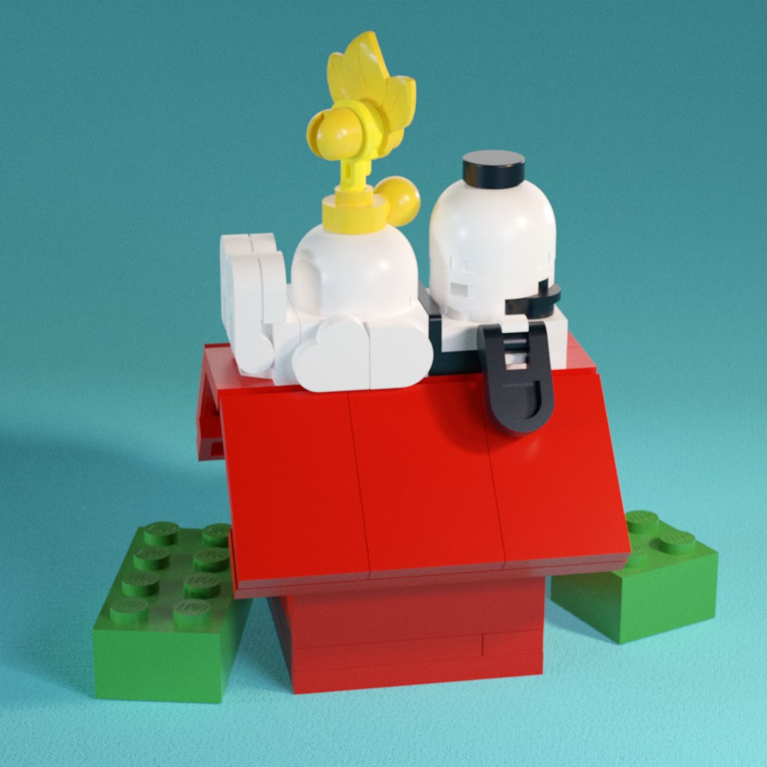 I saw a lot of LEGO sets based on Snoopy online, and I was always surprised by the number of bricks used to build them. He is such a simple character, yet some builds used as many pieces as “The Mighty Bowser.” So, as an experiment, I wanted to see how abstract and small I could recreate Snoopy and his companion, Woodstock.
The key to this creation was the pose I chose to replicate. The iconic image of Snoopy lying on his doghouse shows his belly in a rounder shape, whereas his body normally appears more cone-shaped when he is standing.