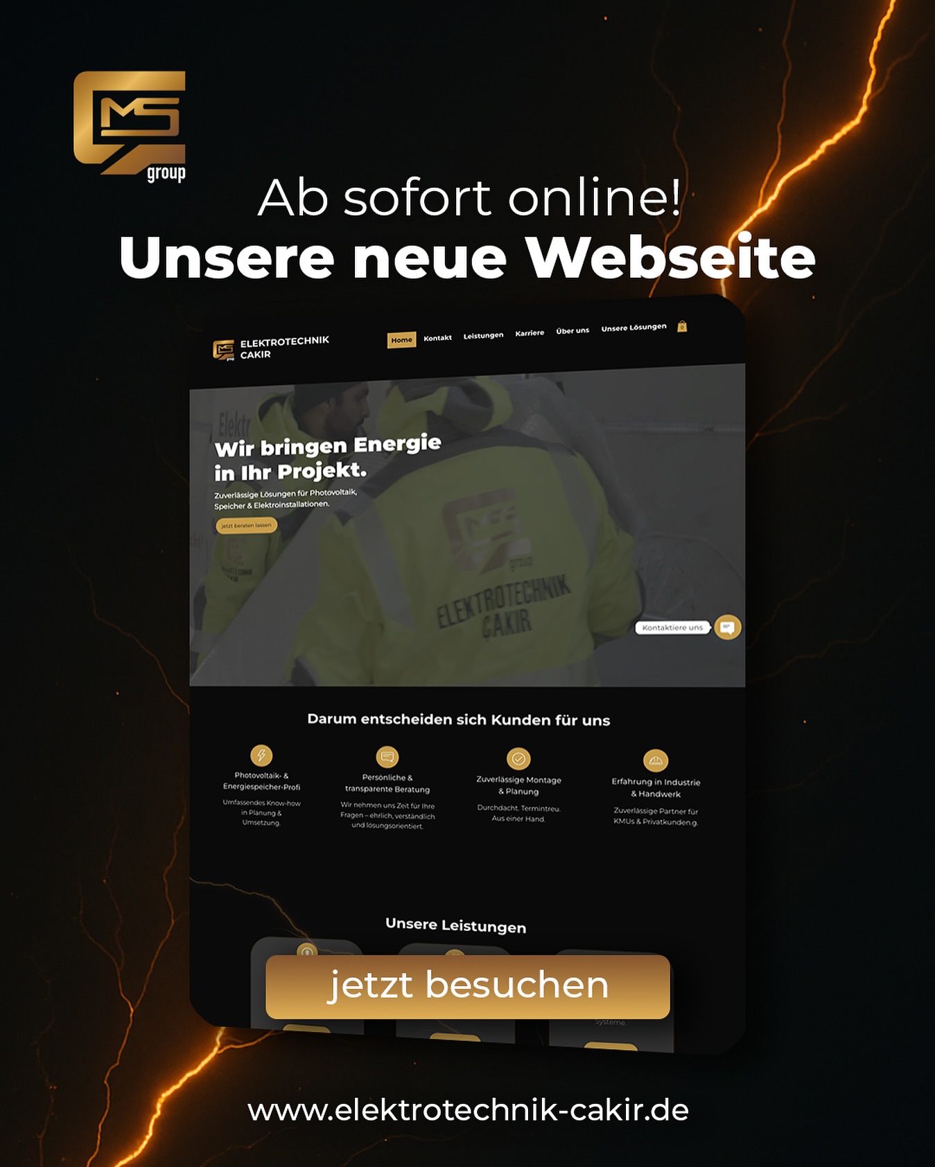 Unsere neue Webseite ist da! 🎉
🔗 Entdecken Sie unsere Leistungen rund um Photovoltaik, Elektroinstallation, Wallboxen und mehr – jetzt noch übersichtlicher und moderner!
👀 Schauen Sie vorbei und lassen Sie sich inspirieren.
📲 Jetzt besuchen:www.elektrotechnik-cakir.de
___
#Elektrotechnik #NeueWebsite #PVAnlage #Wallbox #Elektroinstallation #Modernisierung #MSCGroup #Energiezukunft